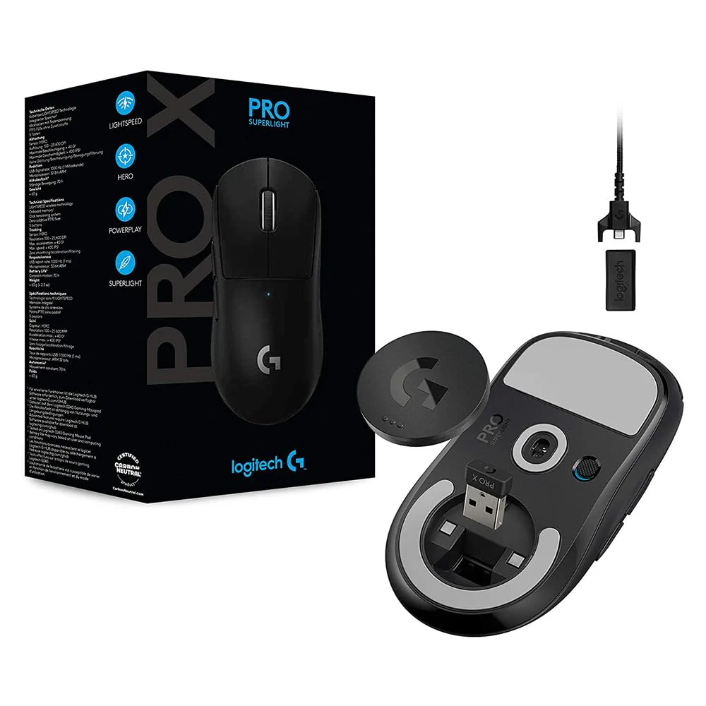 Logitech G PRO X Superlight Wireless USB Gaming Mouse, Ultra Lightweight 63 g, Hero 25K Sensor, 25, 600 DPI, 5 Programmable Buttons, Long Battery Life, for Esports, Compatible with PC/Mac-Black - Image 3