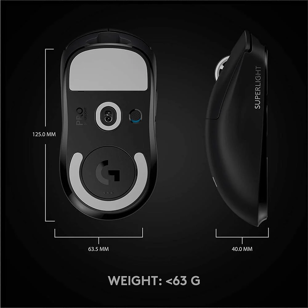 Logitech G PRO X Superlight Wireless USB Gaming Mouse, Ultra Lightweight 63 g, Hero 25K Sensor, 25, 600 DPI, 5 Programmable Buttons, Long Battery Life, for Esports, Compatible with PC/Mac-Black - Image 9
