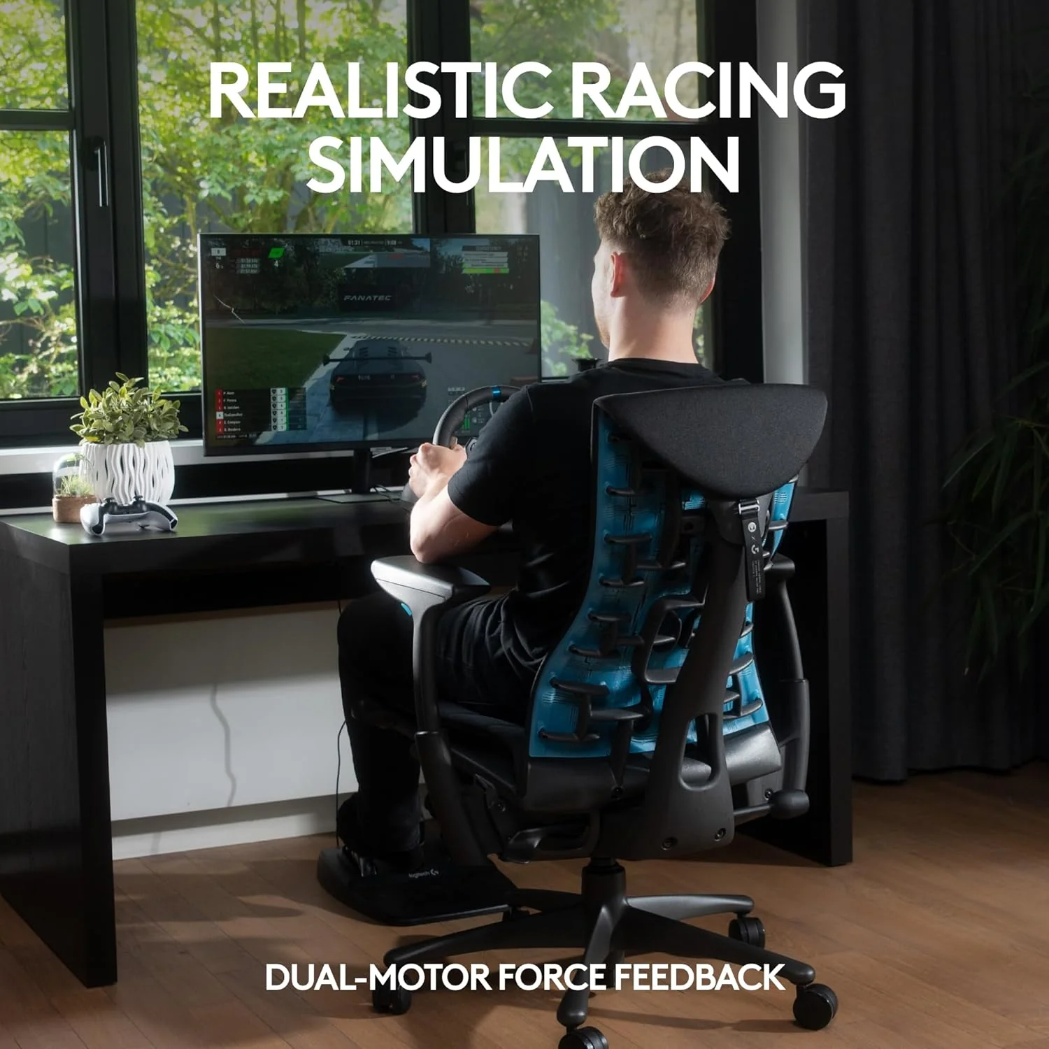 Logitech G29 Driving Force Racing Wheel and Floor Pedals, Real Force Feedback, Stainless Steel Paddle Shifters, Leather Steering Wheel Cover for PS5, PS4, PC, Mac - Black - Image 7
