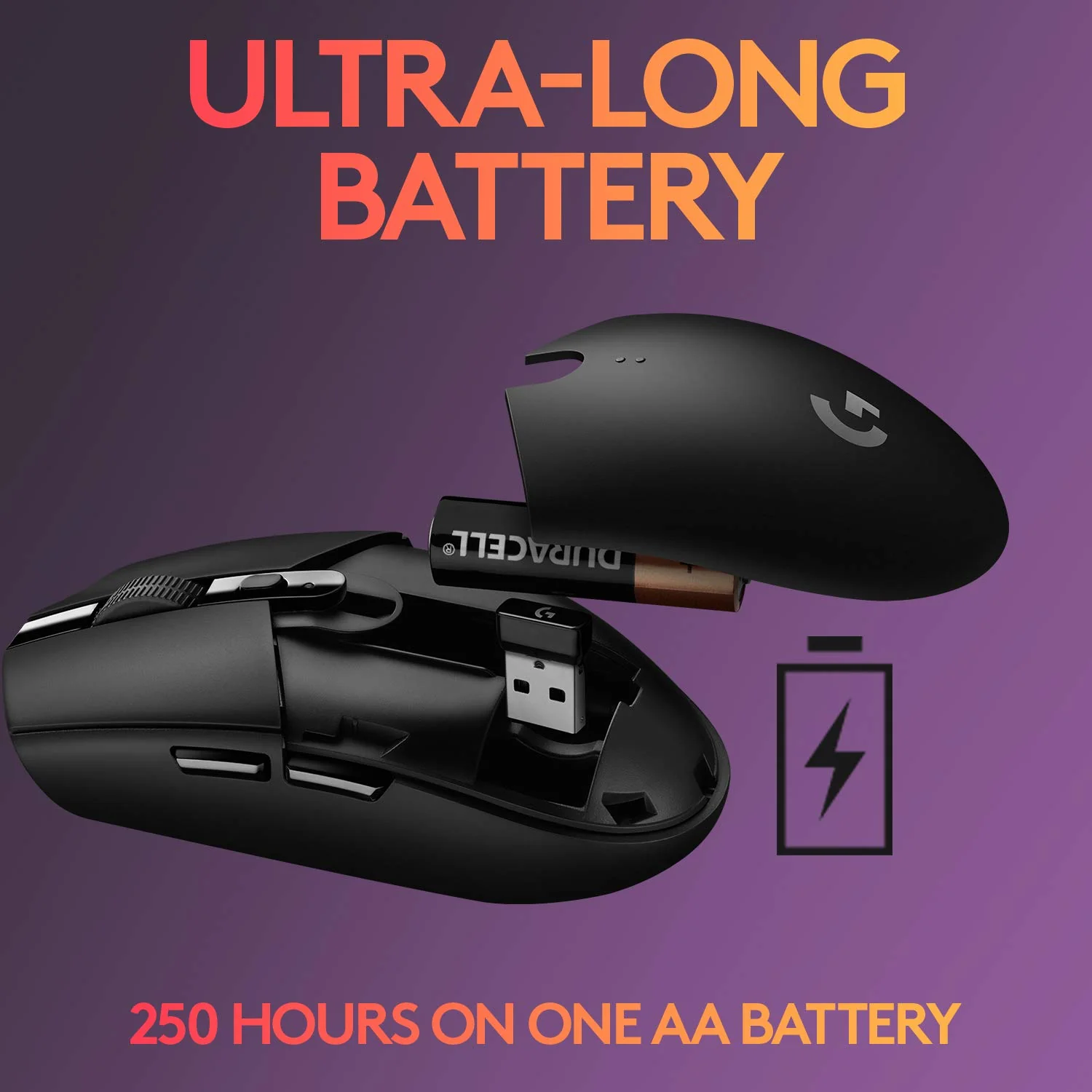 Logitech G304 Lightspeed Wireless Gaming Mouse, Hero Sensor, 12,000 DPI, Lightweight, 6 Programmable Buttons, 250h Battery Life, On-Board Memory, Compatible with PC/Mac - Black - Image 4