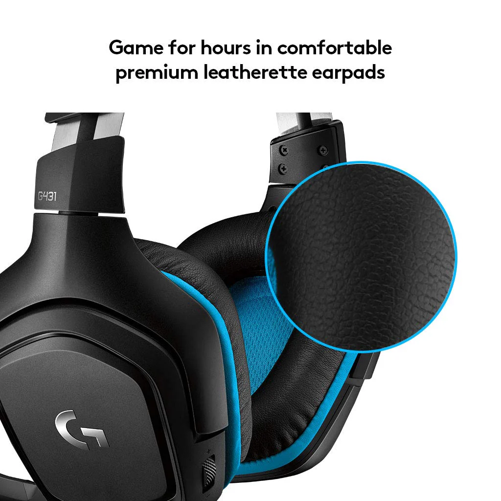 Logitech G431 with 7.1 Surround Sound, DTS X 2.0, 50 mm Audio Drivers, USB and 3.5 mm Jack, Flip-to-Mute Mic Wired Over Ear Headphones with Mic for PC - Black - Image 5