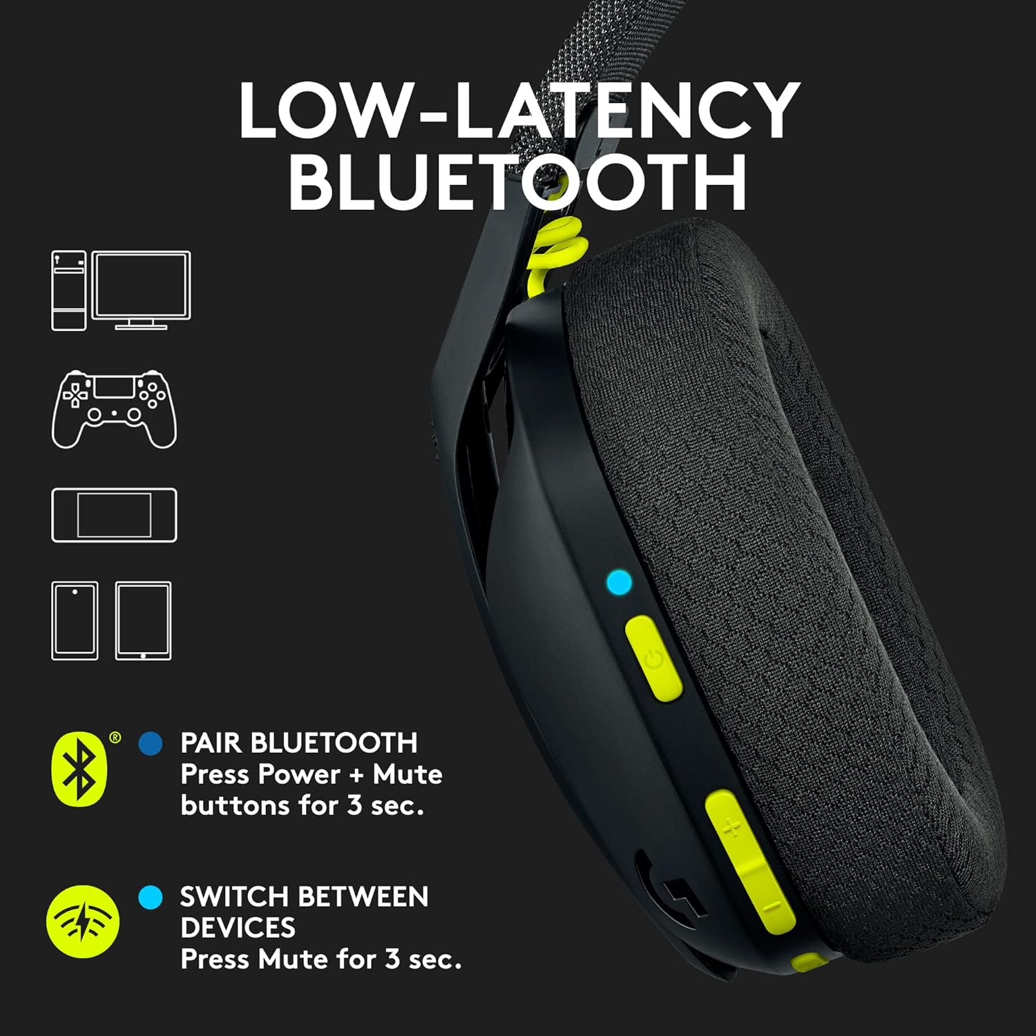 Logitech G435 Light Speed and Lightweight Gaming Bluetooth Wireless Over Ear Headphones with Mic, 18H Battery, Compatible for Dolby Atmos, Pc, Ps4, Ps5, Mobile - Image 8