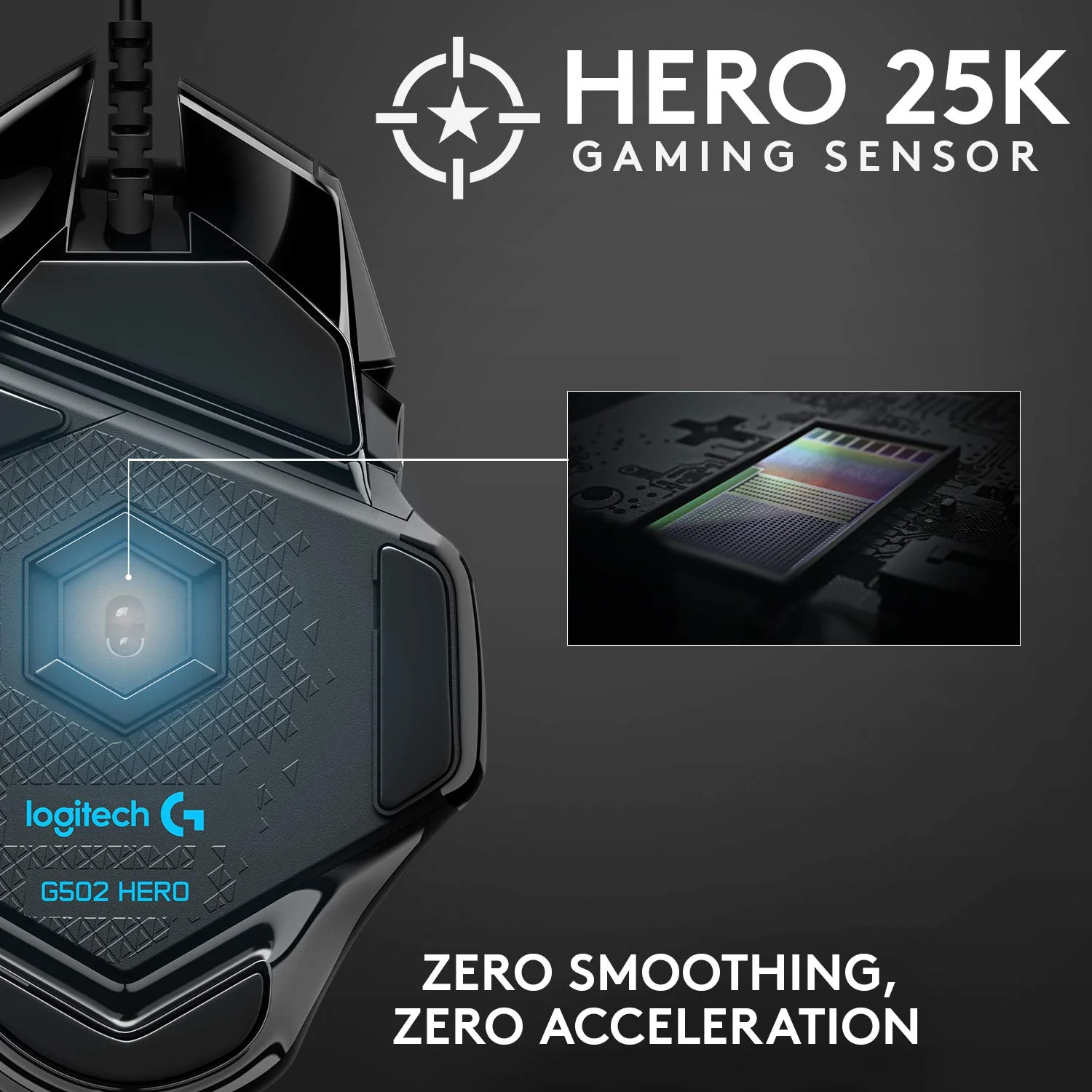 Logitech G502 Hero High Performance Wired USB Gaming Mouse, Hero 25K Sensor, 25,600 DPI, RGB, Adjustable Weights, 11 Programmable Buttons, On-Board Memory, PC/Mac - Black - Image 3