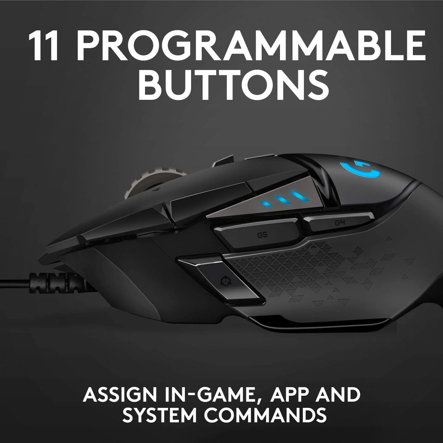 Logitech G502 Hero High Performance Wired USB Gaming Mouse, Hero 25K Sensor, 25,600 DPI, RGB, Adjustable Weights, 11 Programmable Buttons, On-Board Memory, PC/Mac - Black - Image 5