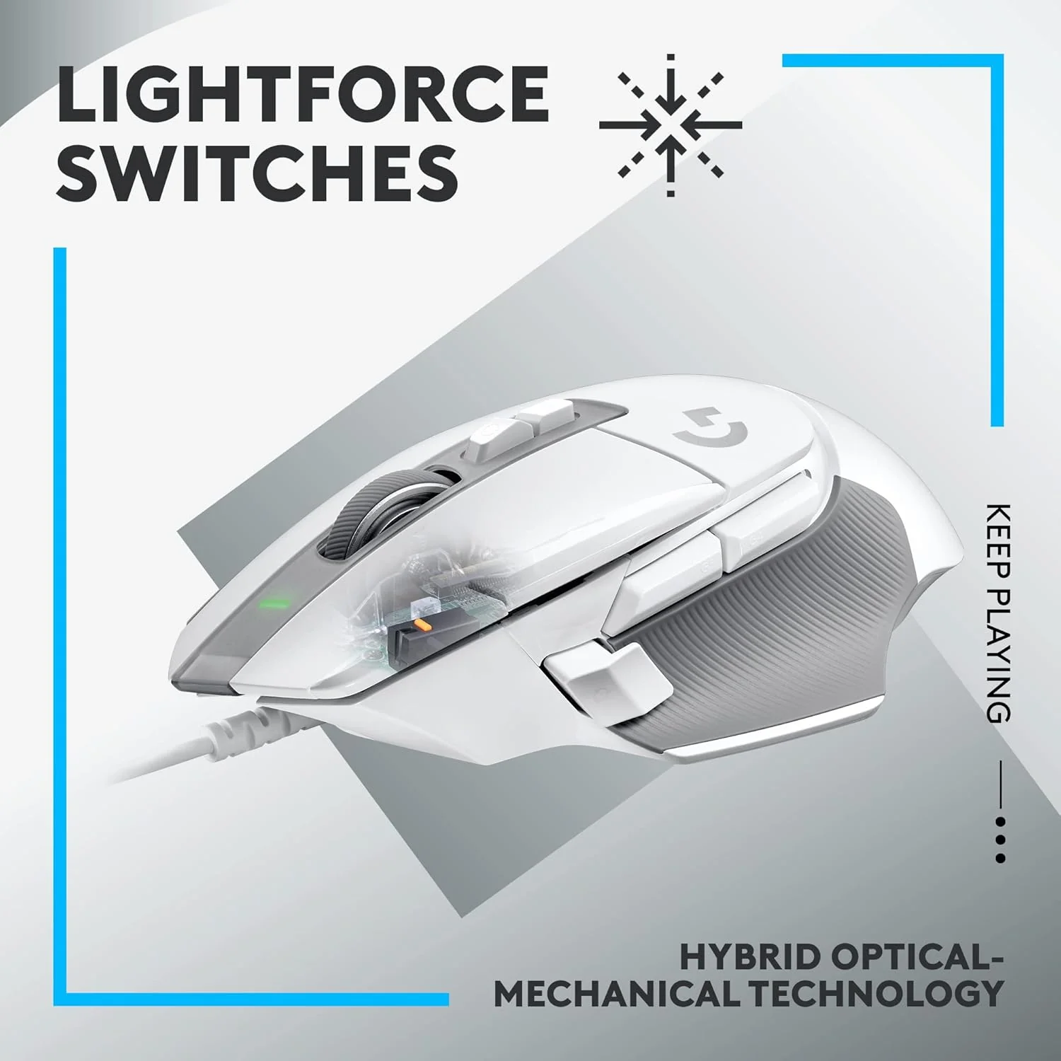 Logitech G502 X Wired Gaming Mouse - LIGHTFORCE Hybrid Optical-Mechanical Primary switches, Hero 25K Gaming Sensor, Compatible with PC/macOS/Windows - Image 5