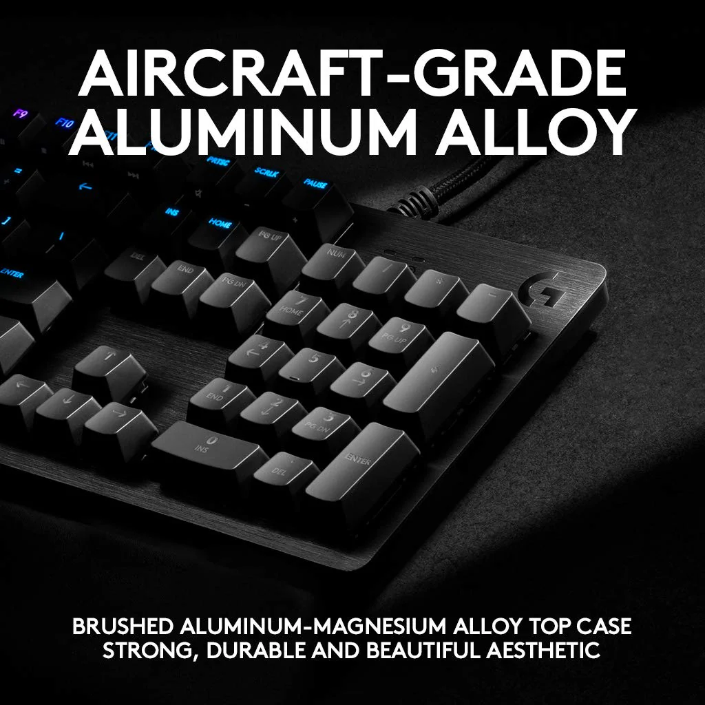 Logitech G512 Mechanical Gaming Keyboard,RGB Lightsync Backlit Keys,GX Brown Tactile Key Switches,Brushed Aluminum Case,Customizable F-Keys,USB Pass Through - Black - Image 4