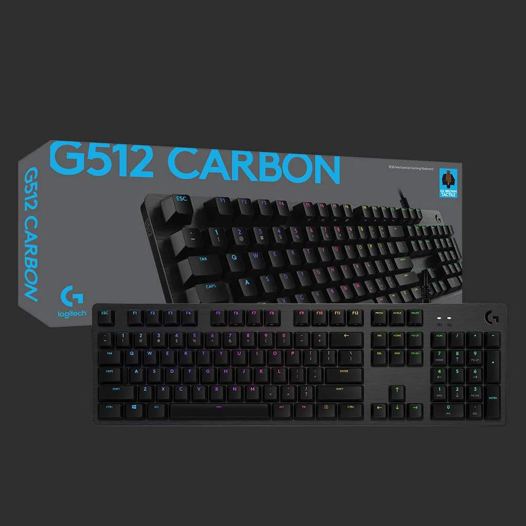 Logitech G512 Mechanical Gaming Keyboard,RGB Lightsync Backlit Keys,GX Brown Tactile Key Switches,Brushed Aluminum Case,Customizable F-Keys,USB Pass Through - Black - Image 6