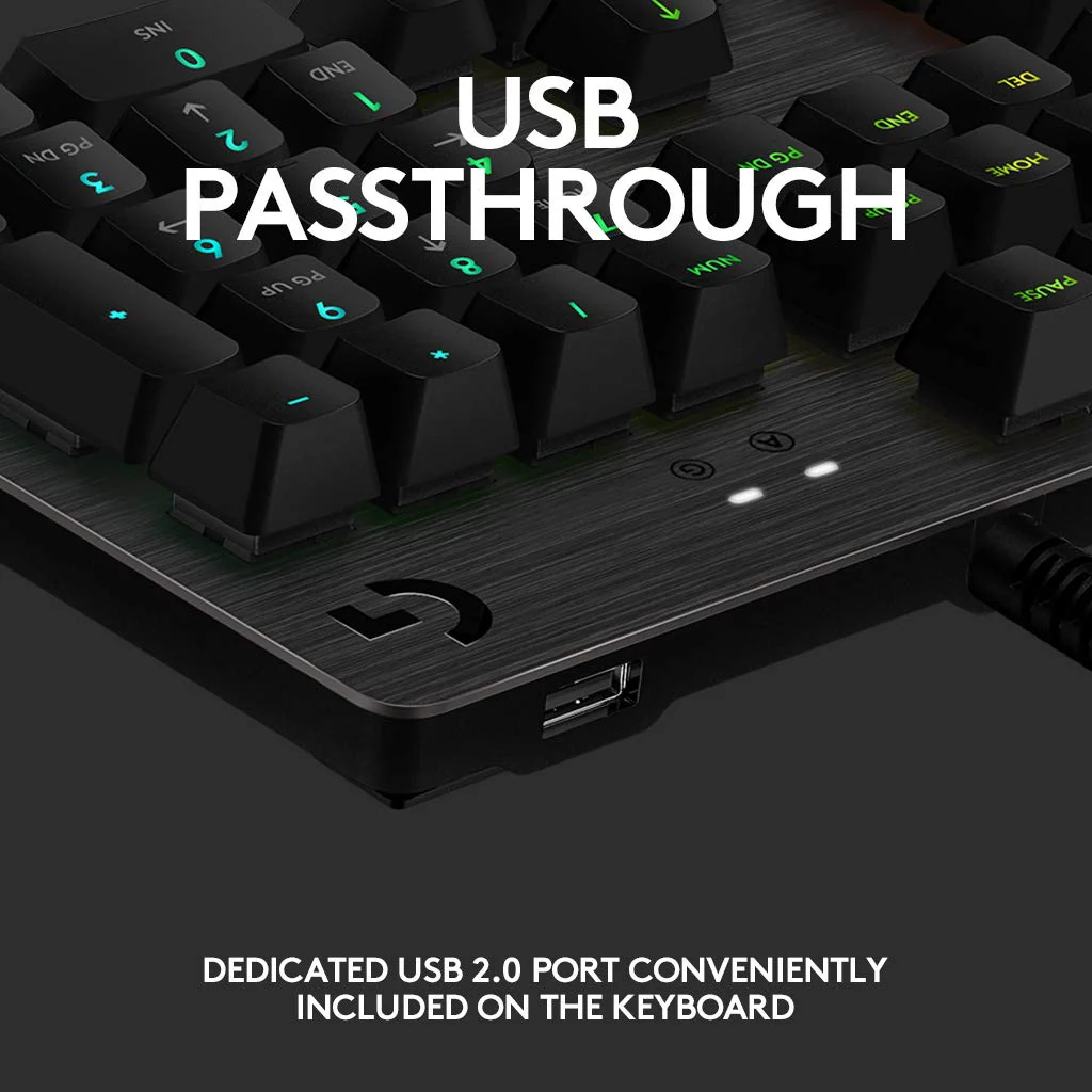 Logitech G512 Mechanical Gaming Keyboard,RGB Lightsync Backlit Keys,GX Brown Tactile Key Switches,Brushed Aluminum Case,Customizable F-Keys,USB Pass Through - Black - Image 9