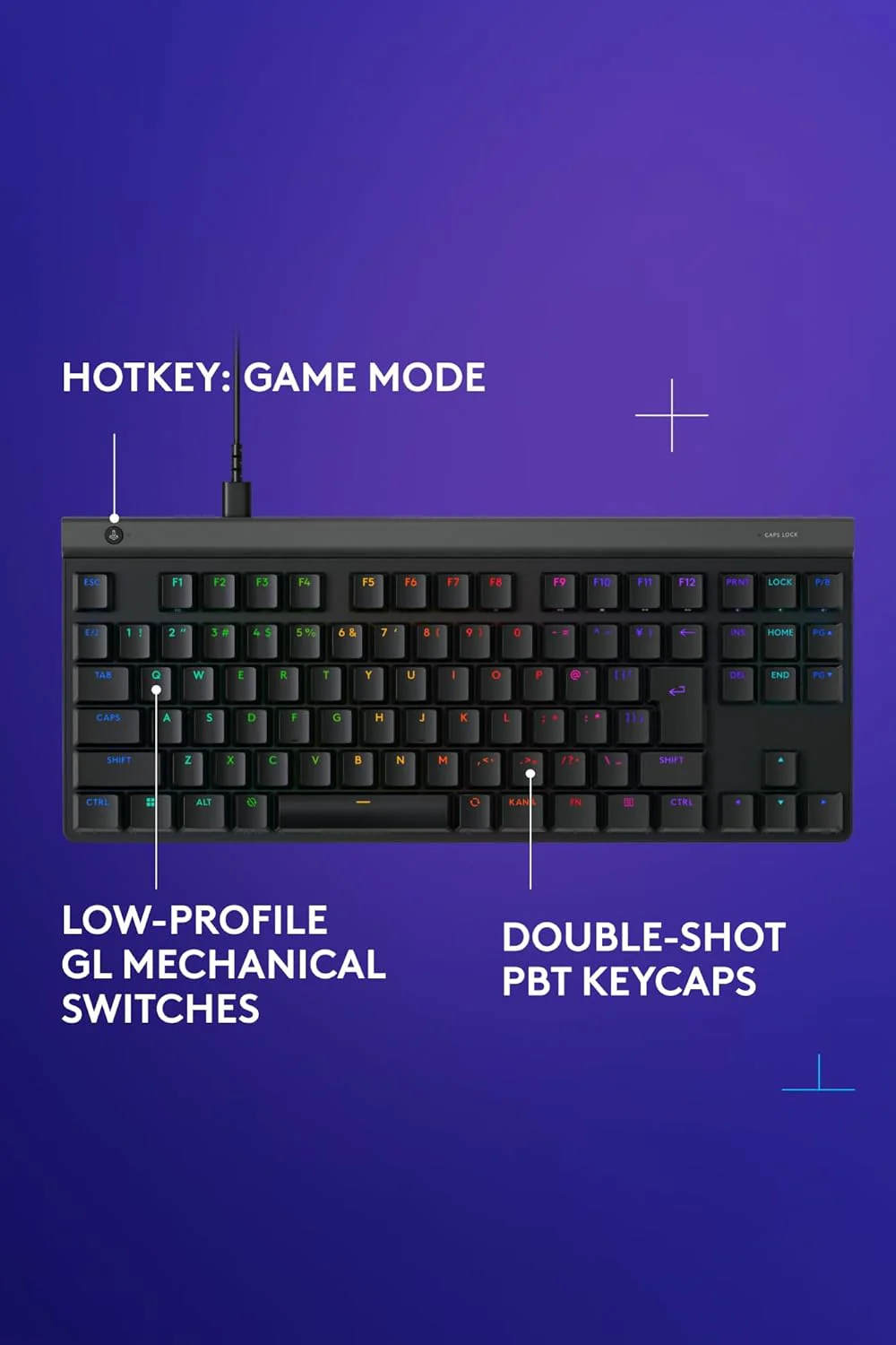 Logitech G515 TKL Wired Low Profile Gaming Keyboard, Fully Customisable RGB, Double-Shot PBT Keycaps, Tactile/Brown Switches - Image 7