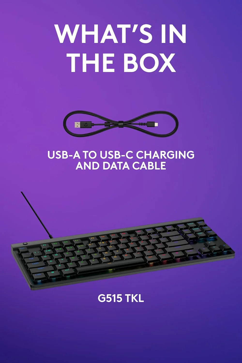 Logitech G515 TKL Wired Low Profile Gaming Keyboard, Fully Customisable RGB, Double-Shot PBT Keycaps, Tactile/Brown Switches - Image 8