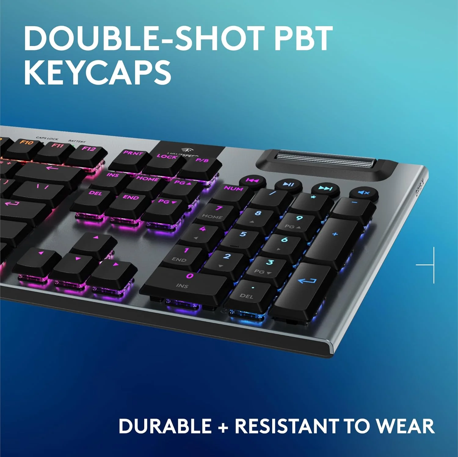 Logitech G915 X LIGHTSPEED Low-Profile Wireless Gaming Keyboard, Double-Shot PBT Keycaps, Fully Programmable Keys, RGB Backlighting, Sleek Aluminum Finishing, GL Brown Tactile Switches - PC/Mac- Black - Image 7
