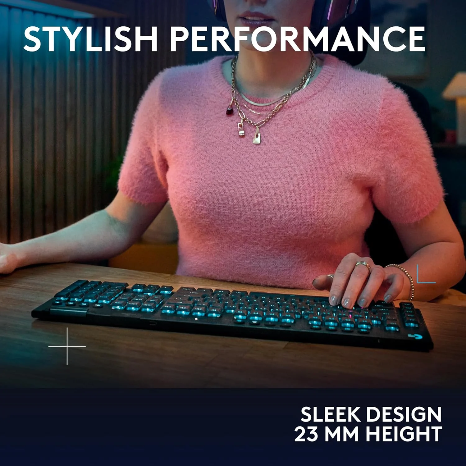 Logitech G915 X LIGHTSPEED Low-Profile Wireless Gaming Keyboard, Double-Shot PBT Keycaps, Fully Programmable Keys, RGB Backlighting, Sleek Aluminum Finishing, GL Brown Tactile Switches - PC/Mac- Black - Image 8