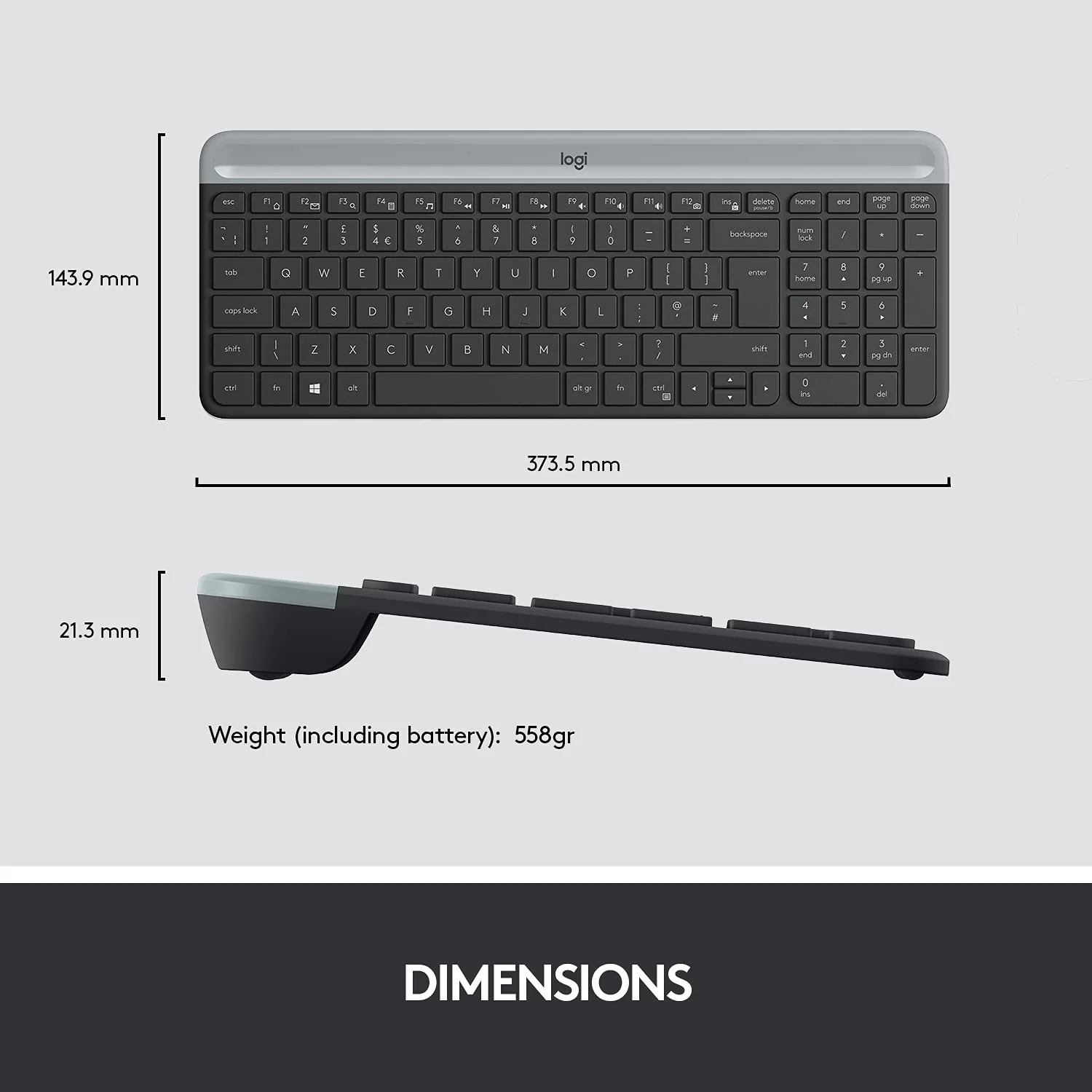 Logitech K580 Slim Multi-Device Wireless Keyboard Bluetooth/Receiver - Image 5