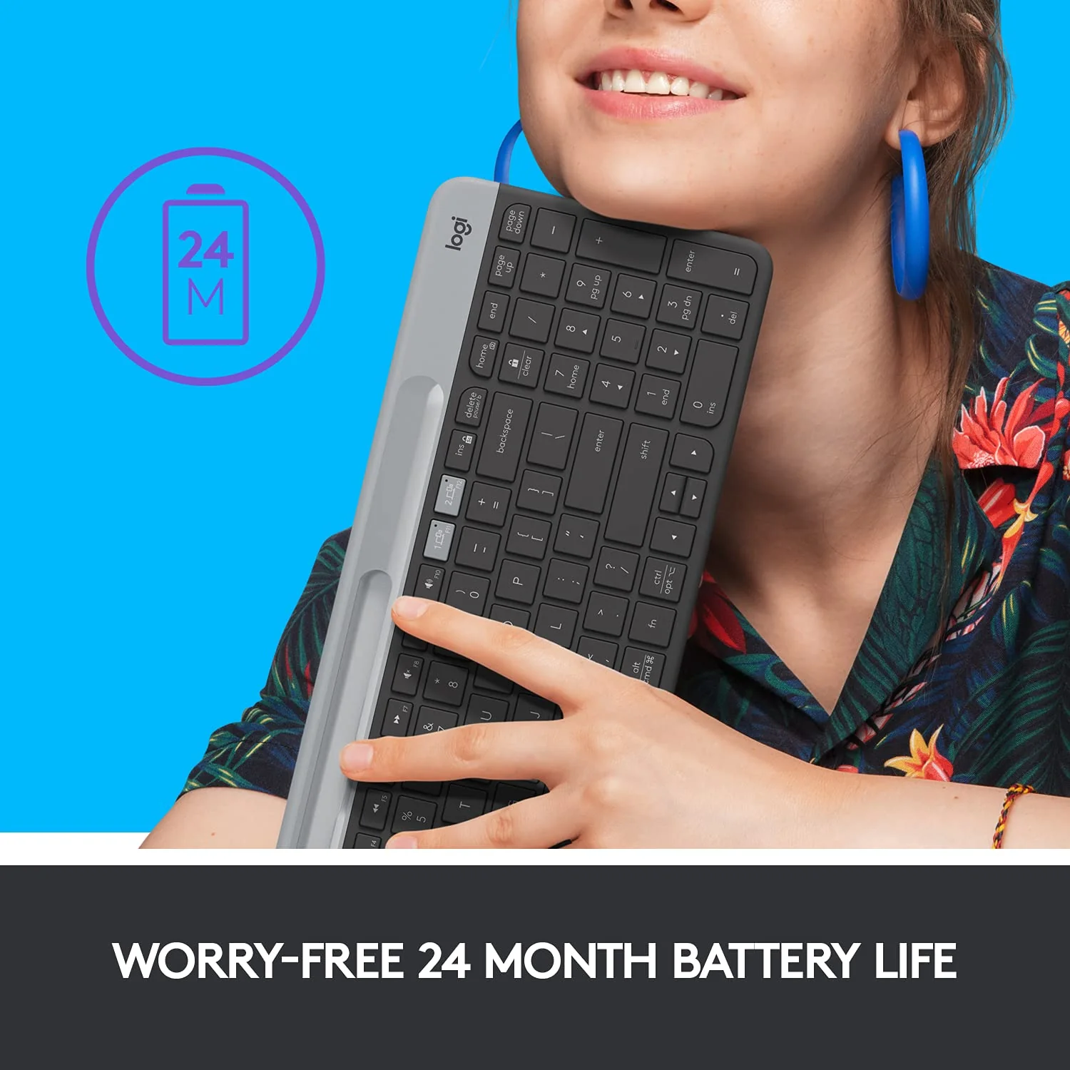 Logitech K580 Slim Multi-Device Wireless Keyboard Bluetooth/Receiver - Image 8