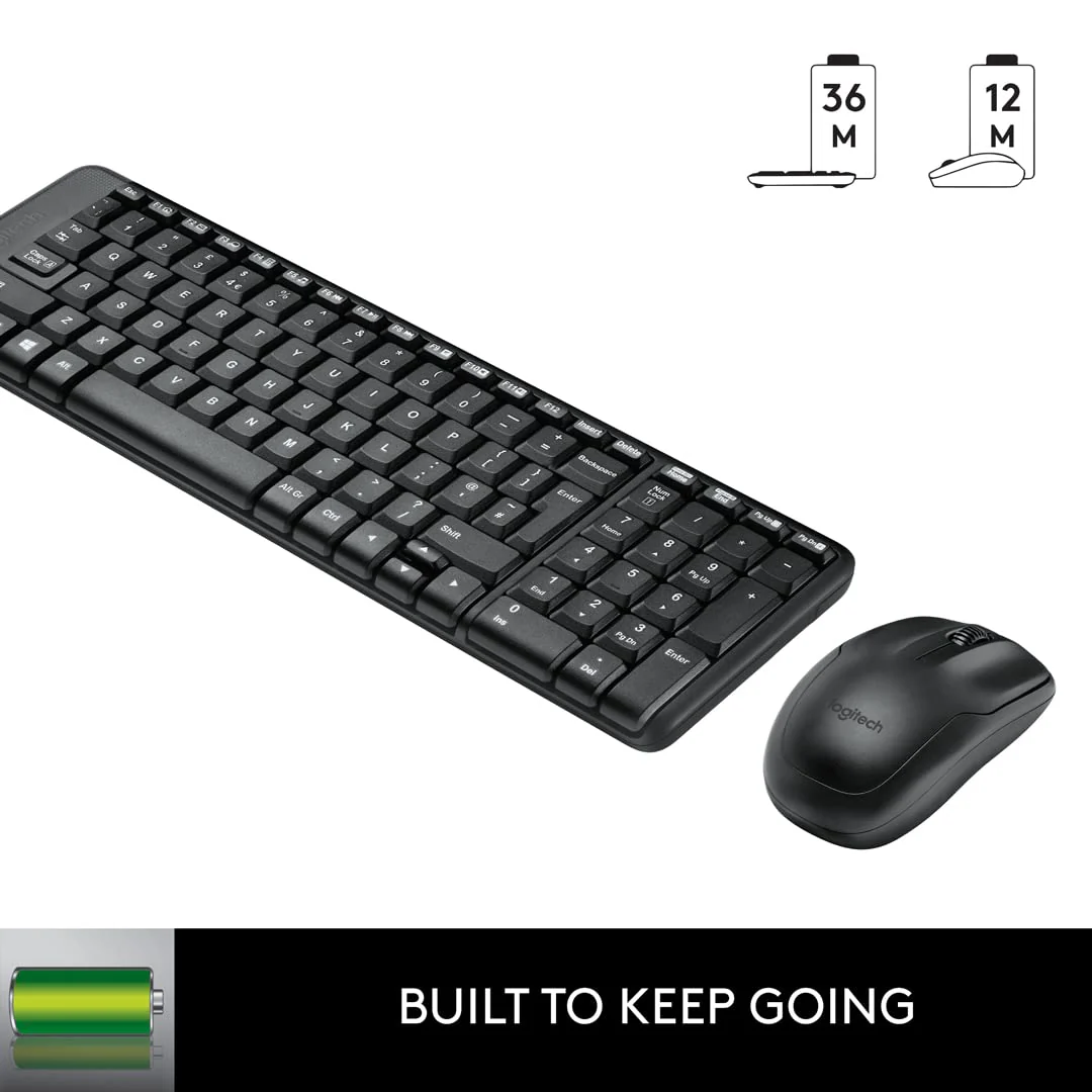 Logitech MK215 Wireless Keyboard and Mouse Combo, 2.4 GHz Wireless, 3 Years Warranty, Compact Design, 2-Year Battery Life(Keyboard),5 Month Battery Life(Mouse) PC/Laptop- Black - Image 4