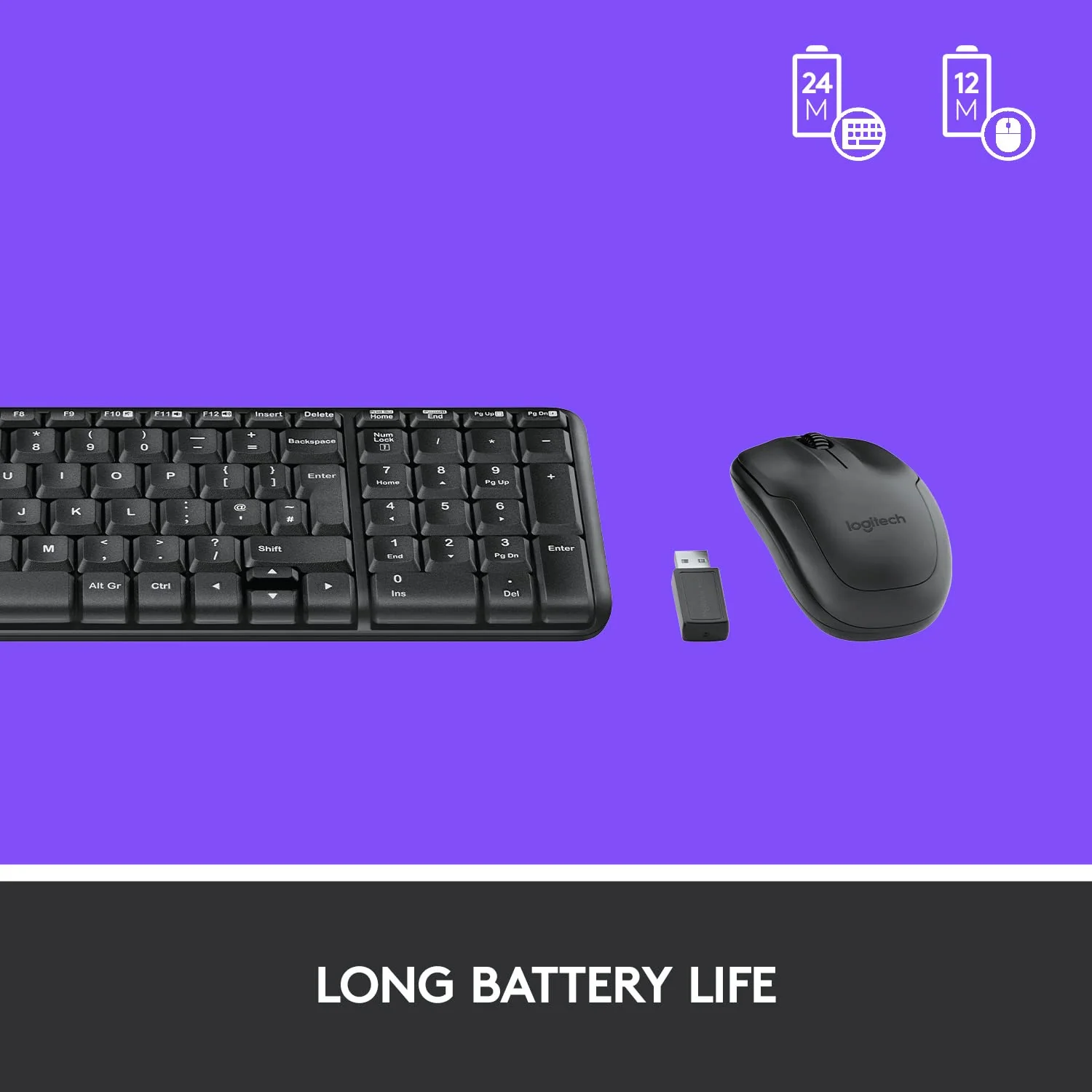 Logitech MK215 Wireless Keyboard and Mouse Combo, 2.4 GHz Wireless, 3 Years Warranty, Compact Design, 2-Year Battery Life(Keyboard),5 Month Battery Life(Mouse) PC/Laptop- Black - Image 5