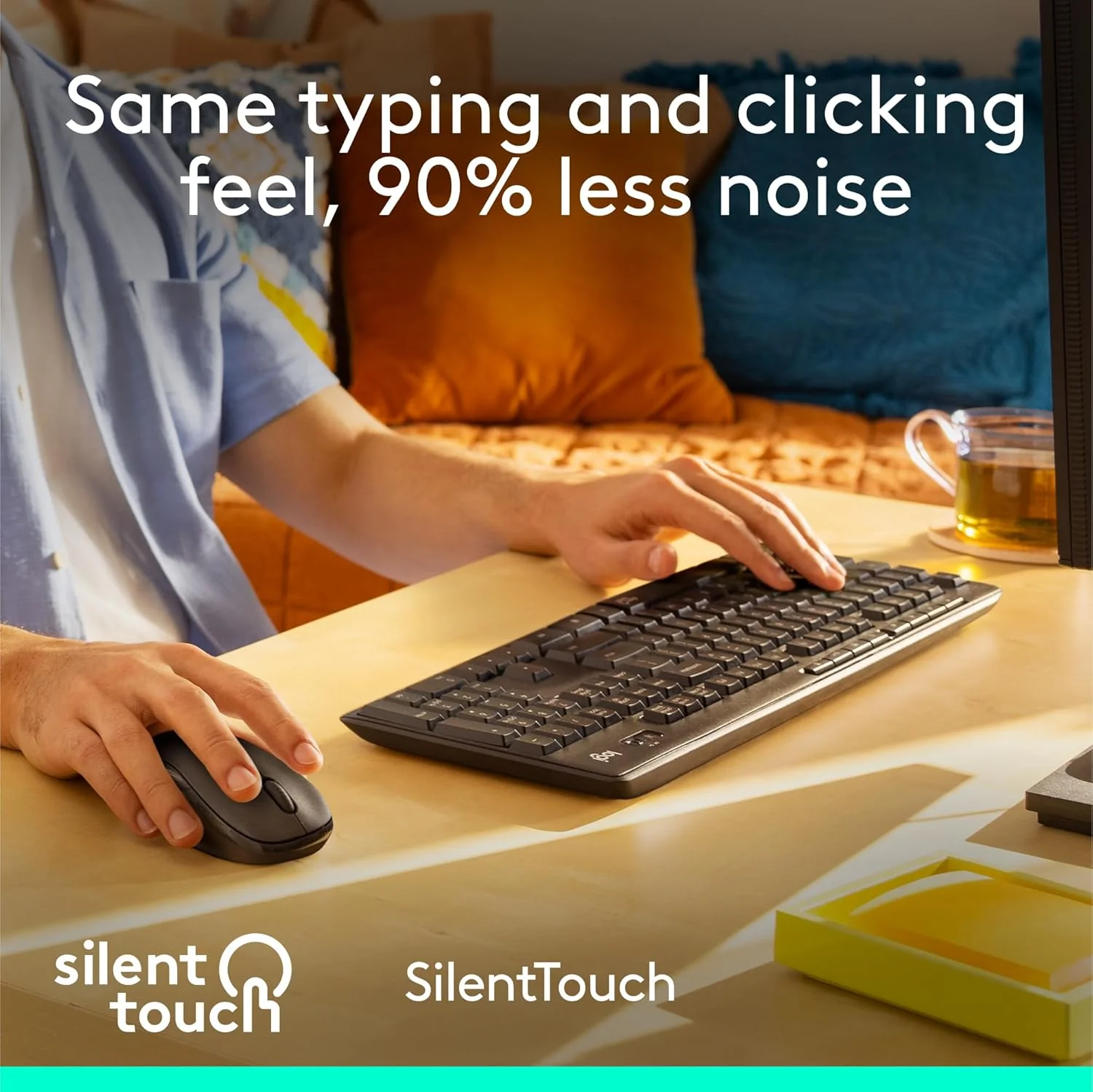 Logitech MK295 Silent Wireless Mouse & Keyboard Combo with SilentTouch Technology, Full Numpad, Advanced Optical Tracking, Lag-Free Wireless, 90% Less Noise - Black - Image 2