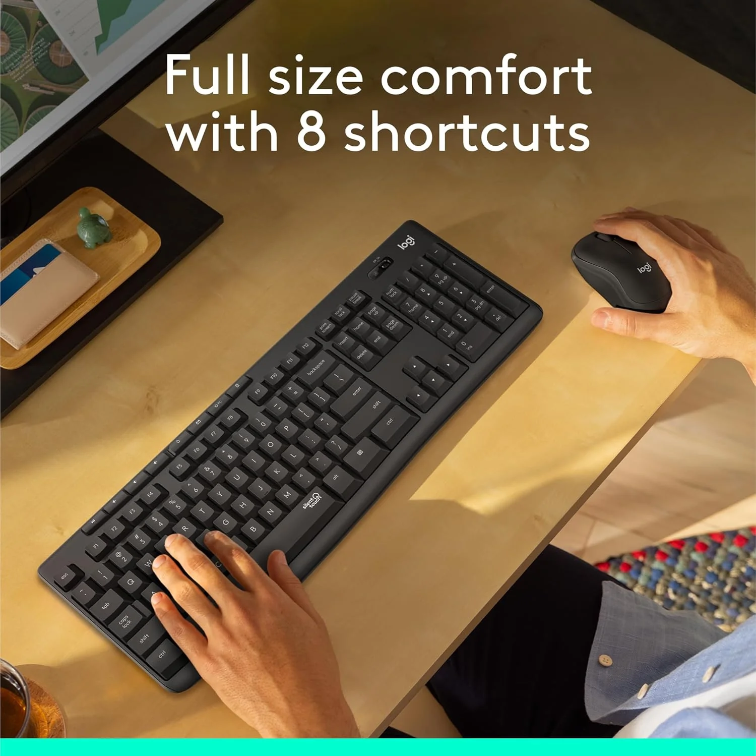 Logitech MK295 Silent Wireless Mouse & Keyboard Combo with SilentTouch Technology, Full Numpad, Advanced Optical Tracking, Lag-Free Wireless, 90% Less Noise - Black - Image 3