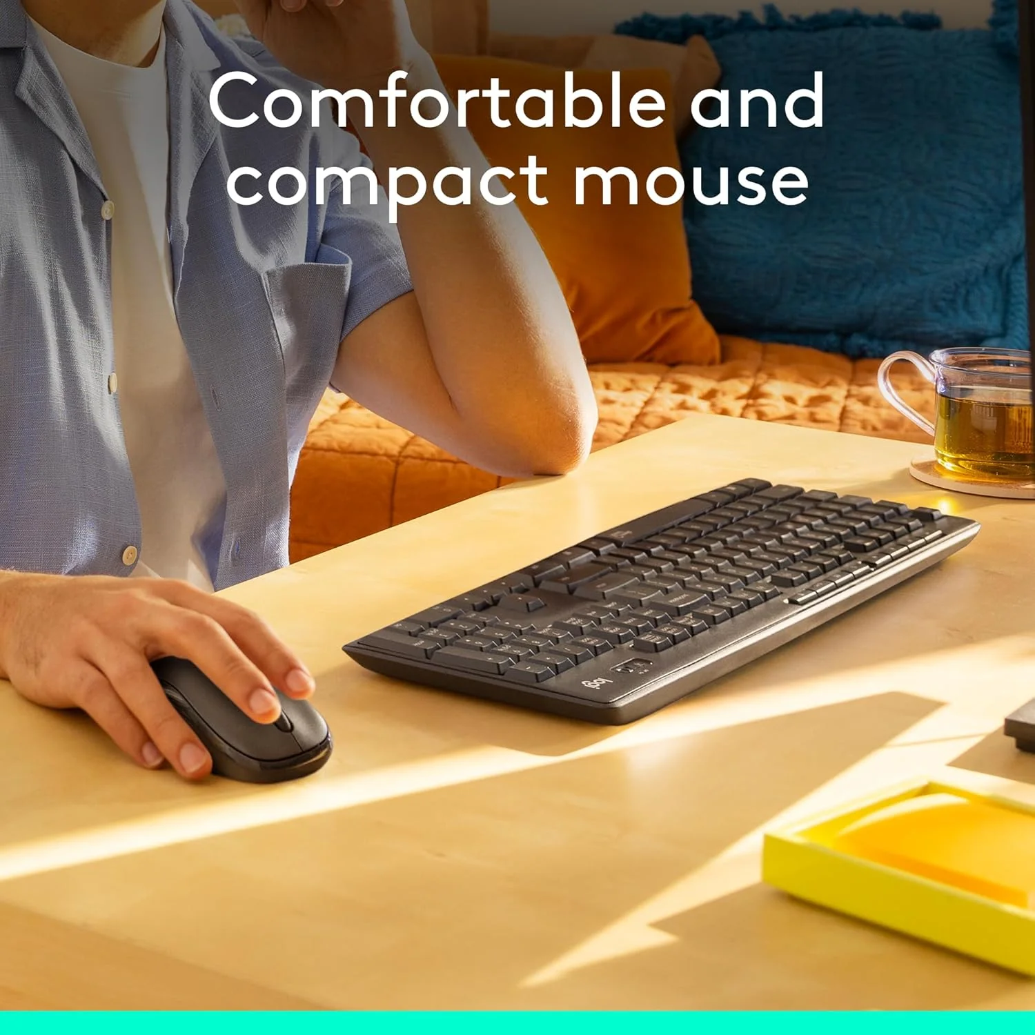Logitech MK295 Silent Wireless Mouse & Keyboard Combo with SilentTouch Technology, Full Numpad, Advanced Optical Tracking, Lag-Free Wireless, 90% Less Noise - Black - Image 4