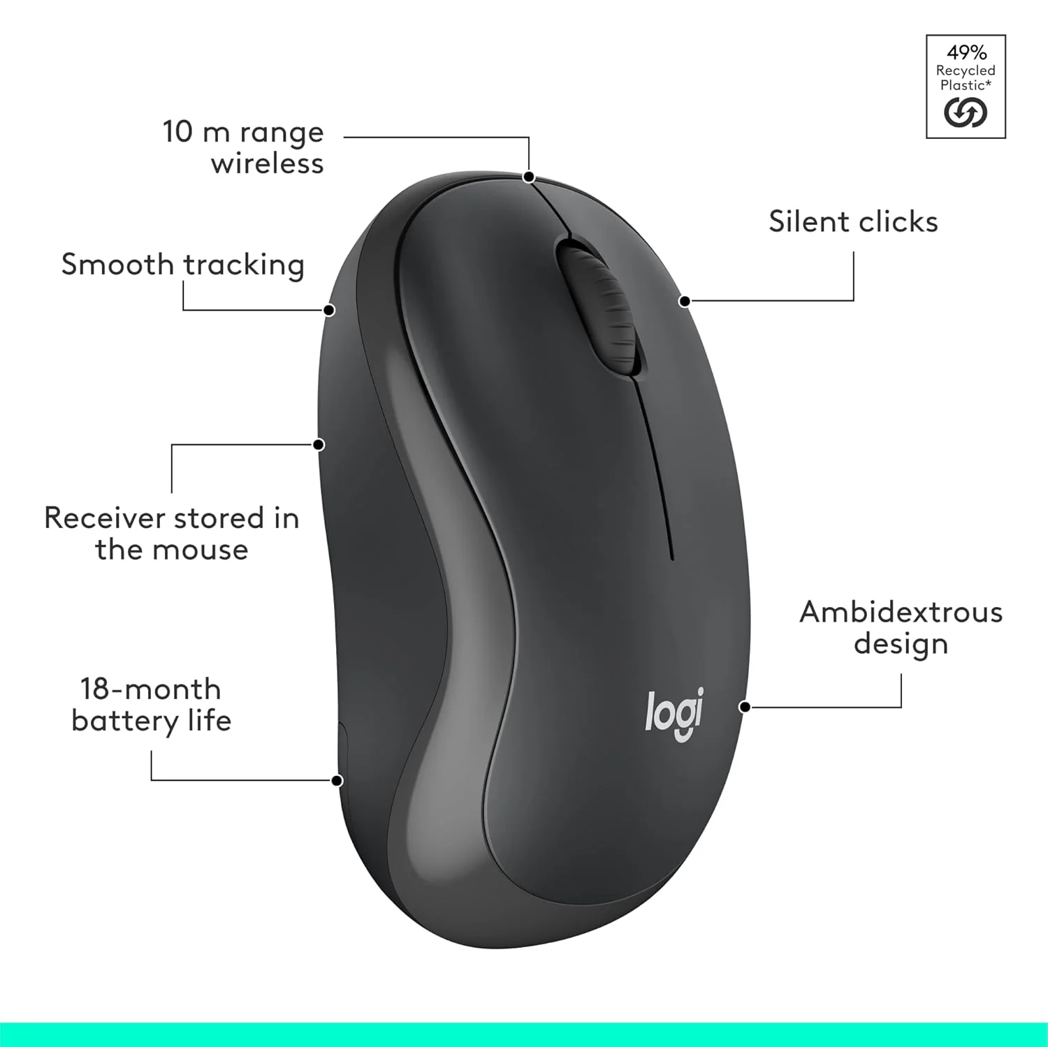 Logitech MK295 Silent Wireless Mouse & Keyboard Combo with SilentTouch Technology, Full Numpad, Advanced Optical Tracking, Lag-Free Wireless, 90% Less Noise - Black - Image 8