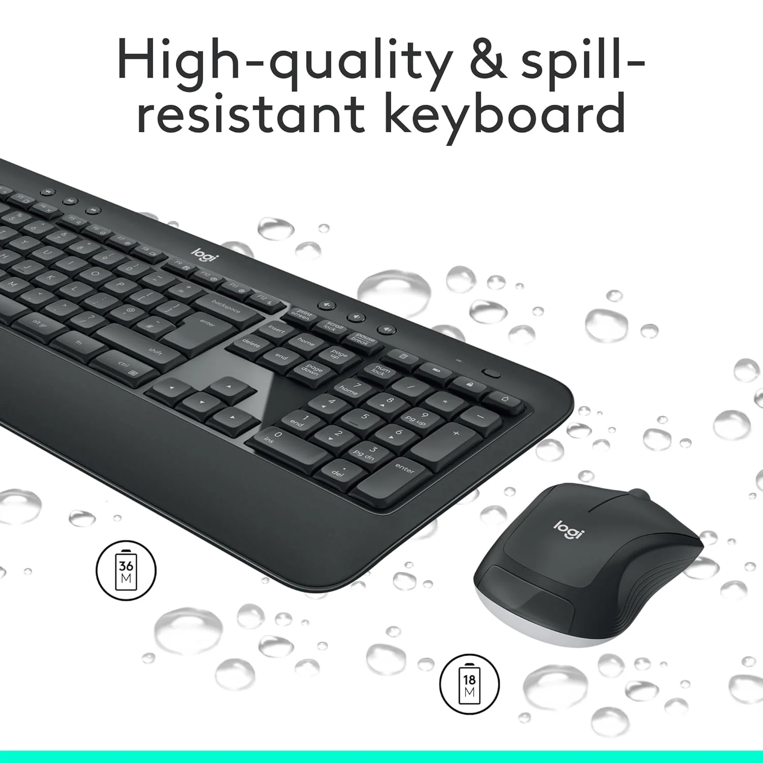 Logitech MK540 Advanced Wireless Keyboard and Mouse Combo for Windows, 2.4 GHz Unifying USB-Receiver, Multimedia Hotkeys, 3-Year Battery Life, for PC, Laptop - Image 4
