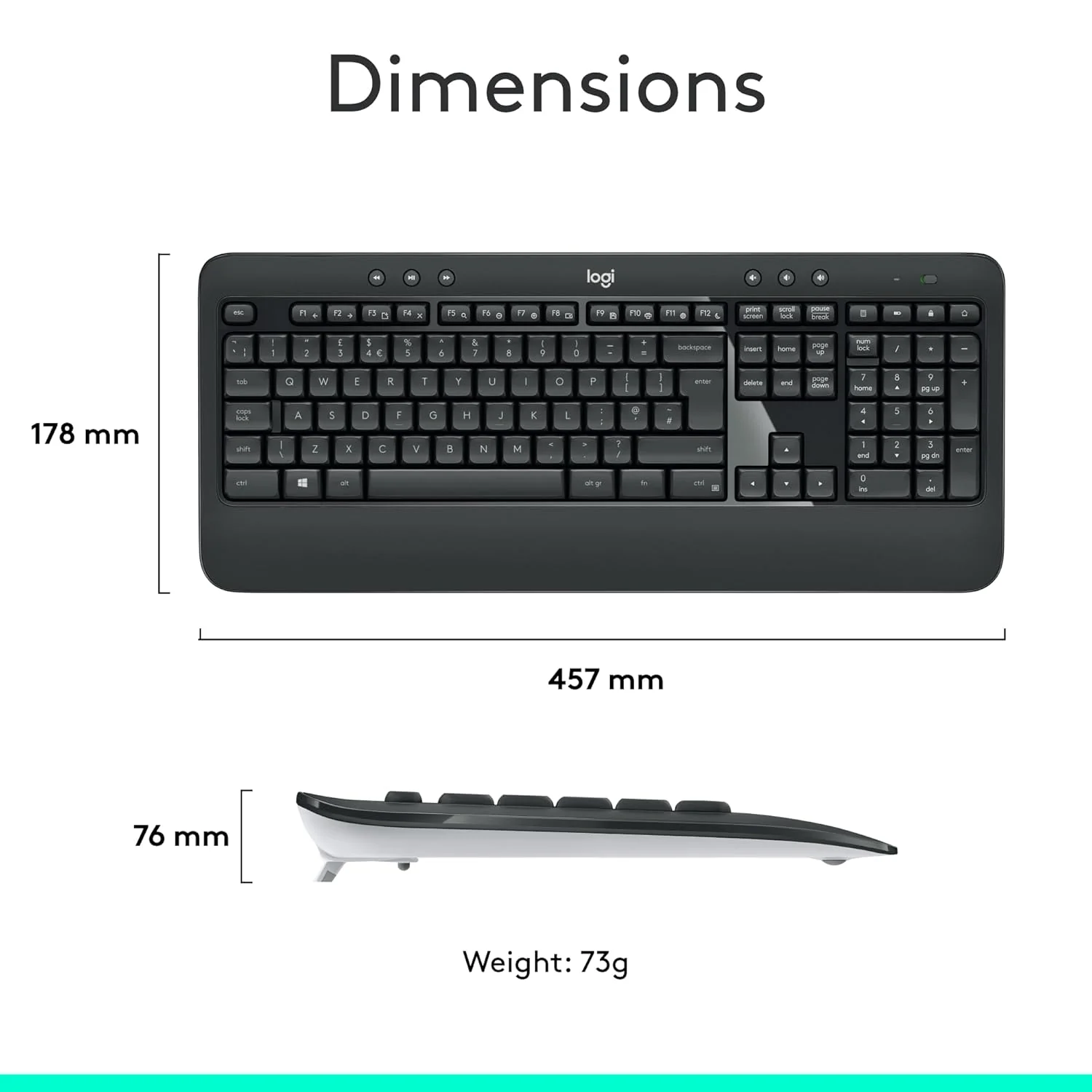 Logitech MK540 Advanced Wireless Keyboard and Mouse Combo for Windows, 2.4 GHz Unifying USB-Receiver, Multimedia Hotkeys, 3-Year Battery Life, for PC, Laptop - Image 7