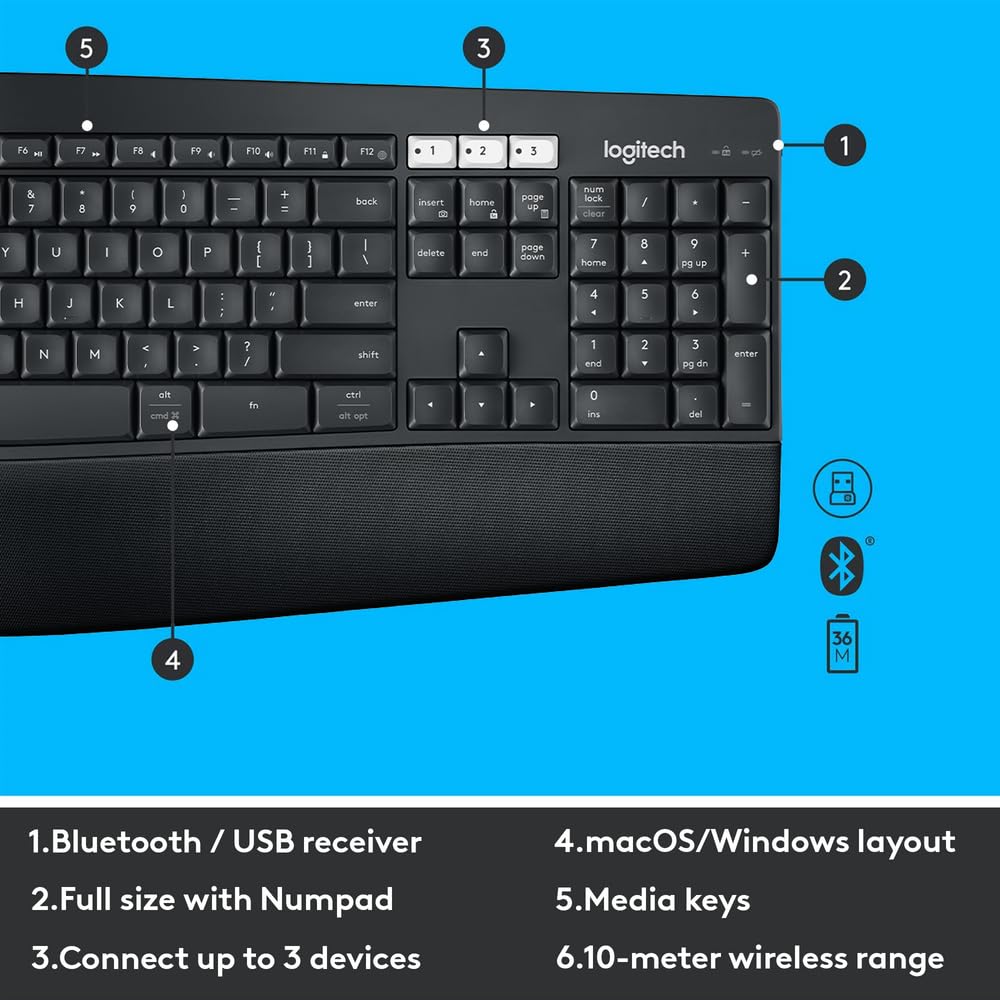 Logitech MK850 Multi-Device Wireless Keyboard and Mouse Set - Image 3