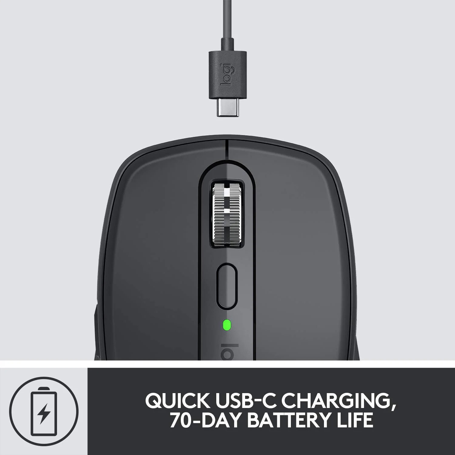 Logitech MX Anywhere 3S Compact Wireless Mouse, Fast Scrolling, 8K DPI Any-Surface Tracking, Quiet Clicks, Programmable Buttons, USB C, Bluetooth, Windows PC, Linux, Chrome, Mac - Graphite - Image 5