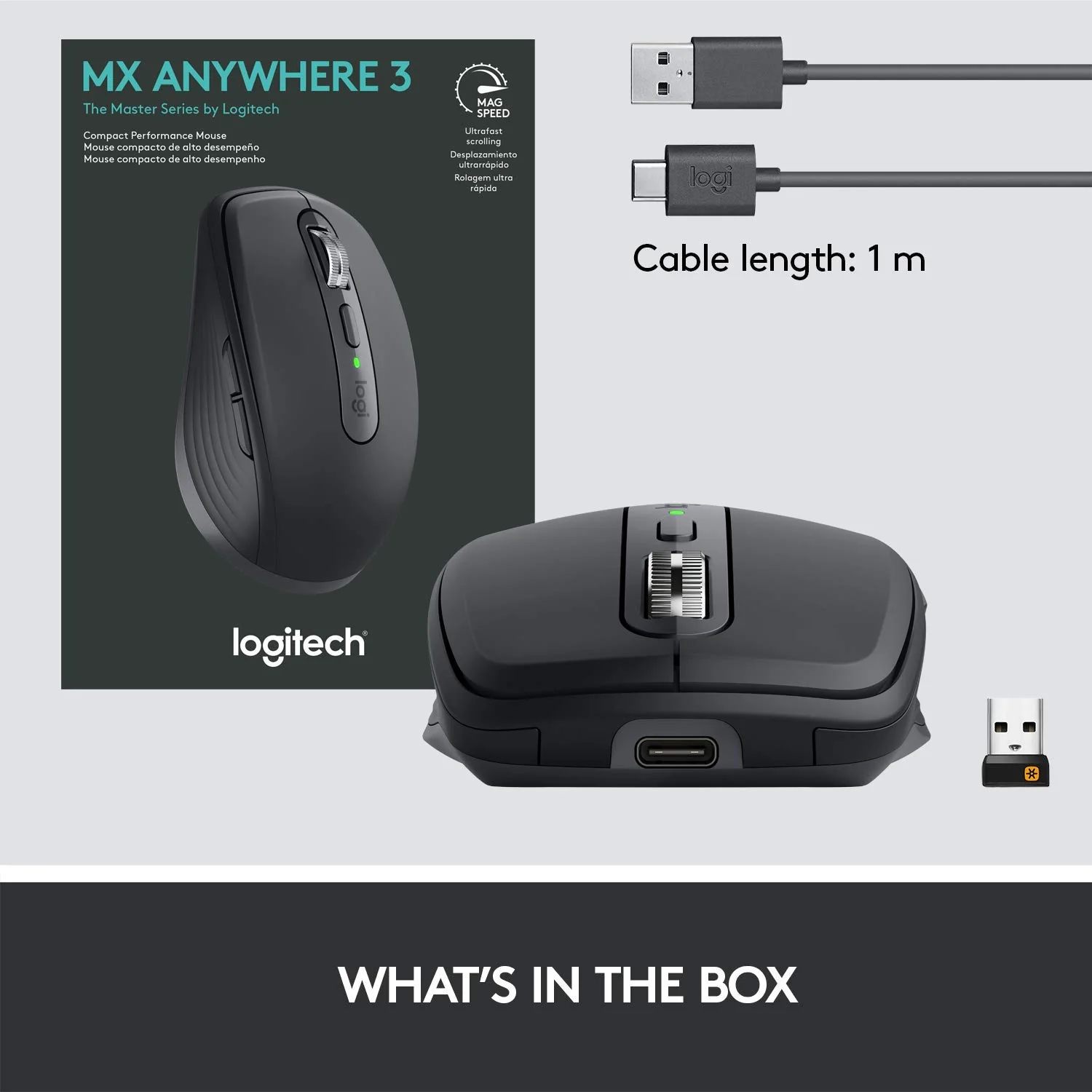 Logitech MX Anywhere 3S Compact Wireless Mouse, Fast Scrolling, 8K DPI Any-Surface Tracking, Quiet Clicks, Programmable Buttons, USB C, Bluetooth, Windows PC, Linux, Chrome, Mac - Graphite - Image 6
