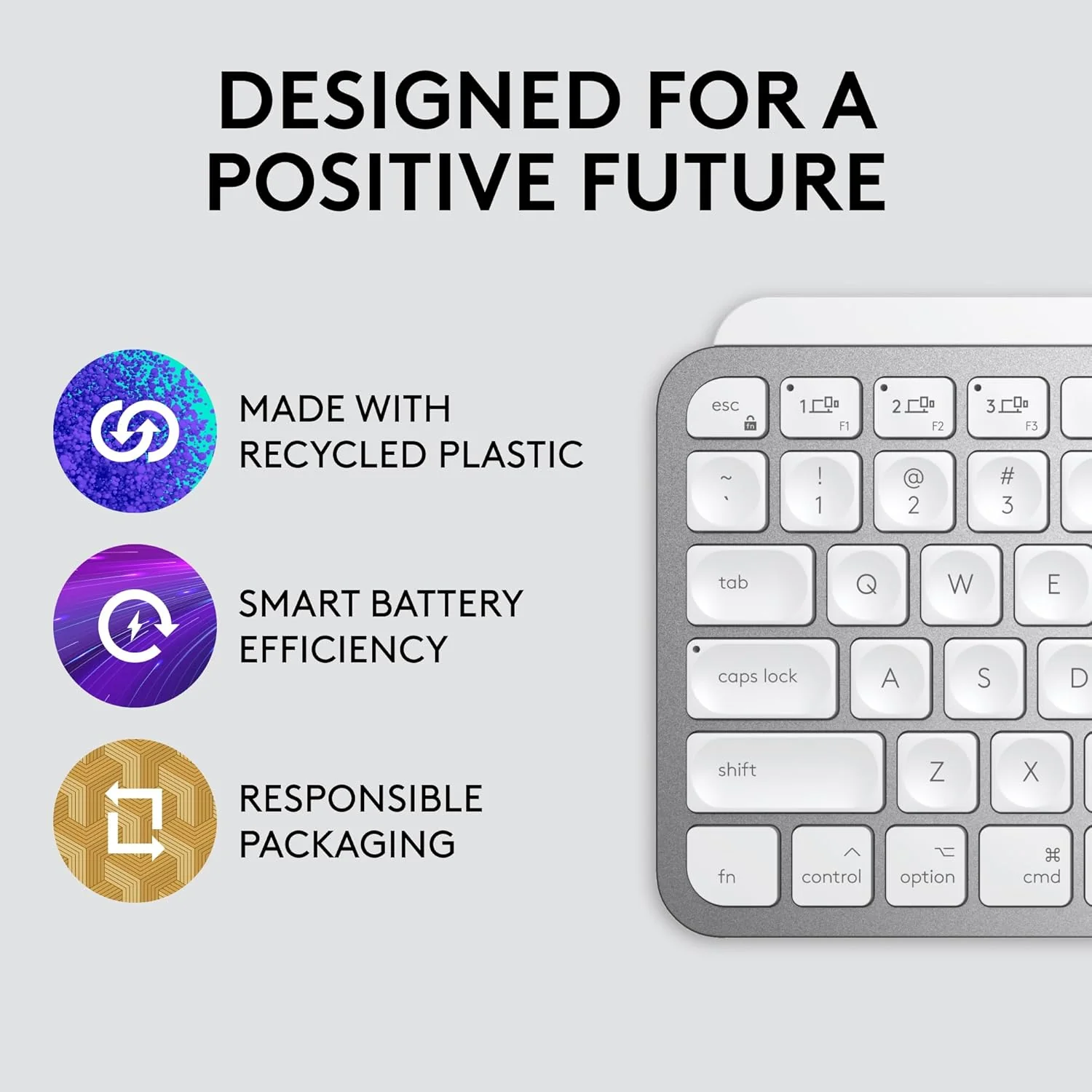 Logitech MX Keys Mini for Mac Minimalist Wireless Illuminated Keyboard with Free Adobe Subscription, Compact, Bluetooth, Backlit Keys, USB-C, Tactile Typing, Metal Build-Pale Grey - Image 6