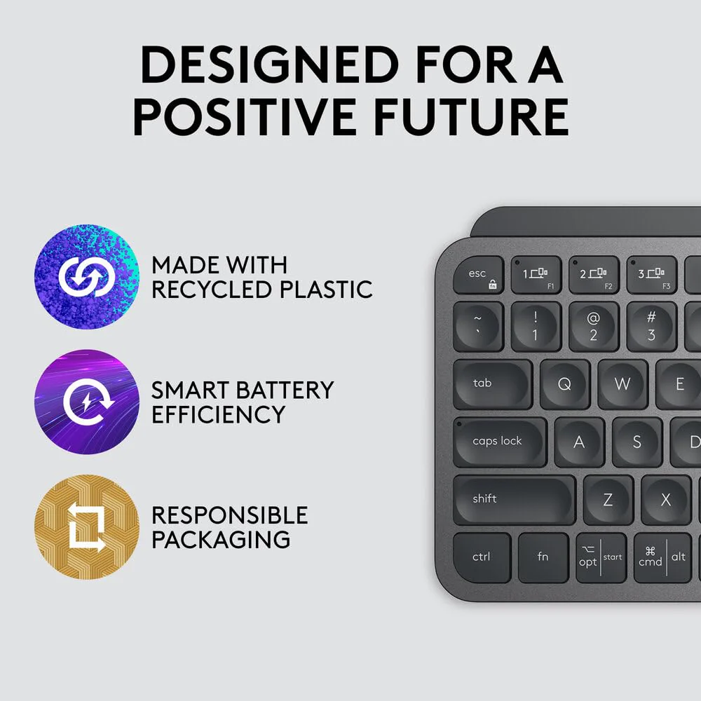Logitech Mx Keys Mini Minimalist Wireless Illuminated Keyboard, Compact, Bluetooth, Backlit, USB-C, Compatible with Apple Macos, iOS, Windows, Linux, Android, Metal Build-Graphite - Image 3