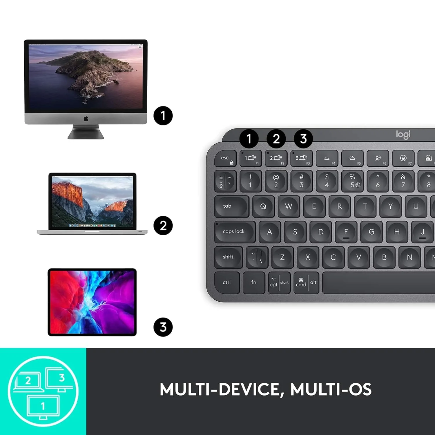 Logitech Mx Keys Mini Minimalist Wireless Illuminated Keyboard, Compact, Bluetooth, Backlit, USB-C, Compatible with Apple Macos, iOS, Windows, Linux, Android, Metal Build-Graphite - Image 5