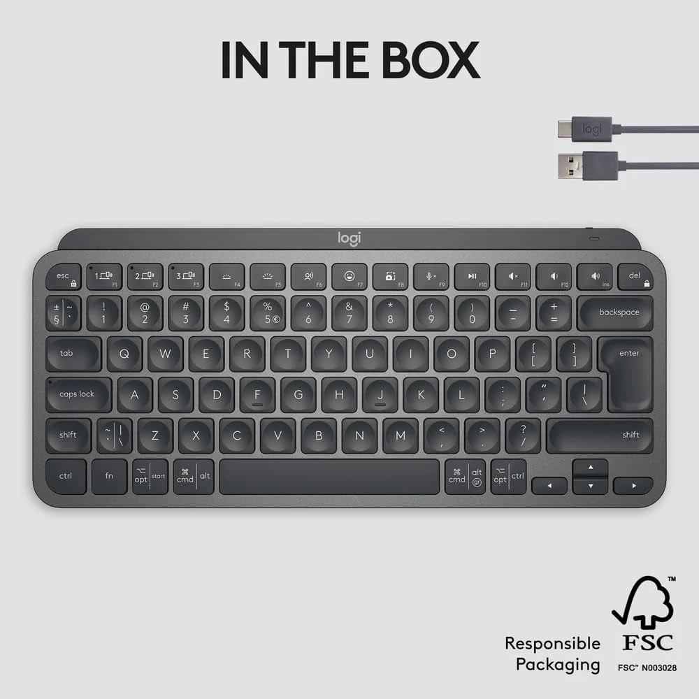 Logitech Mx Keys Mini Minimalist Wireless Illuminated Keyboard, Compact, Bluetooth, Backlit, USB-C, Compatible with Apple Macos, iOS, Windows, Linux, Android, Metal Build-Graphite - Image 8