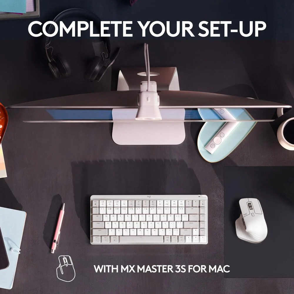 Logitech MX Mechanical Mini for Mac Wireless Illuminated Keyboard with Free Adobe subscription, Low-Profile Performance Switches, Tactile Quiet Keys, Backlit, Bluetooth, USB-C, Apple, iPad - Pale Grey - Image 4