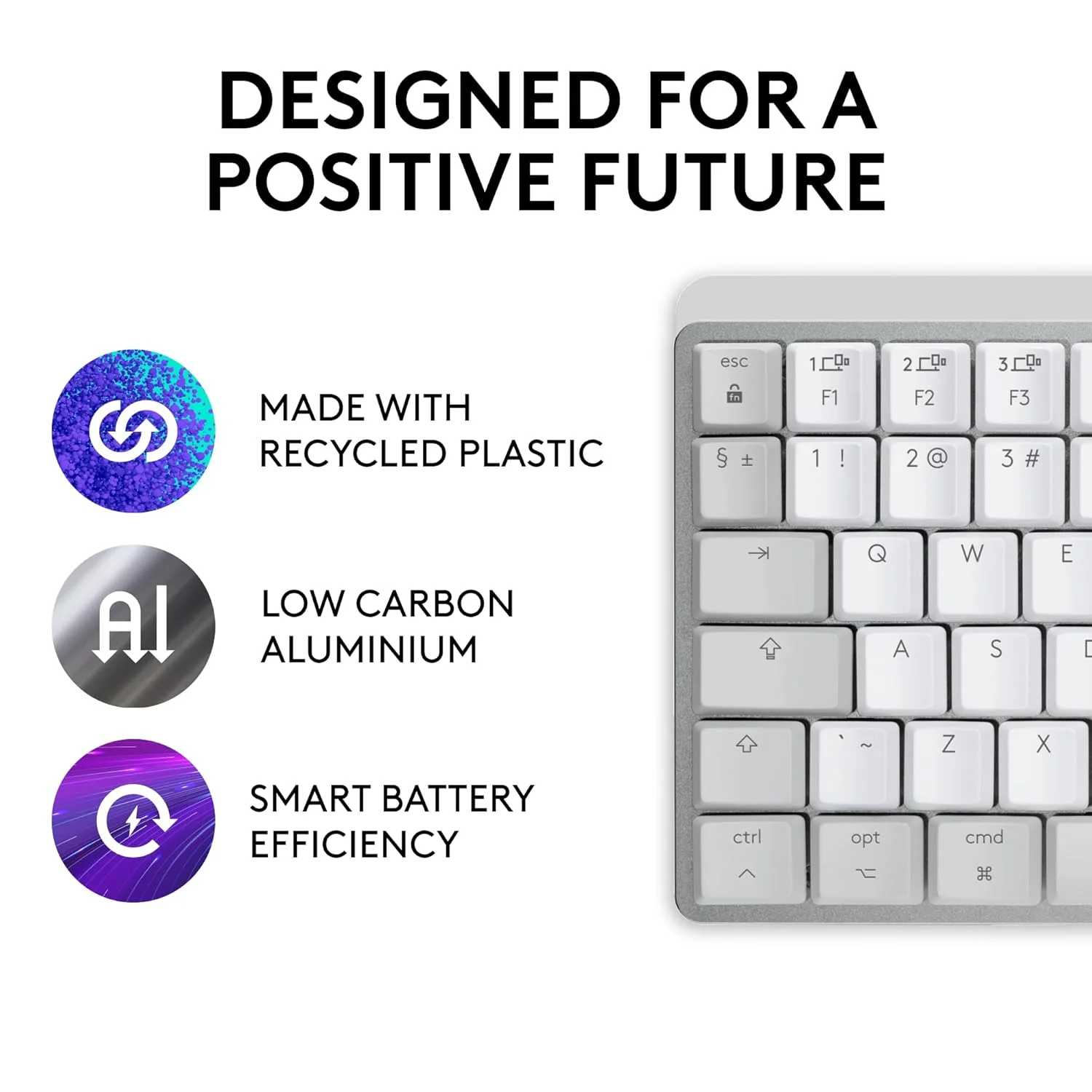 Logitech MX Mechanical Mini for Mac Wireless Illuminated Keyboard with Free Adobe subscription, Low-Profile Performance Switches, Tactile Quiet Keys, Backlit, Bluetooth, USB-C, Apple, iPad - Pale Grey - Image 8