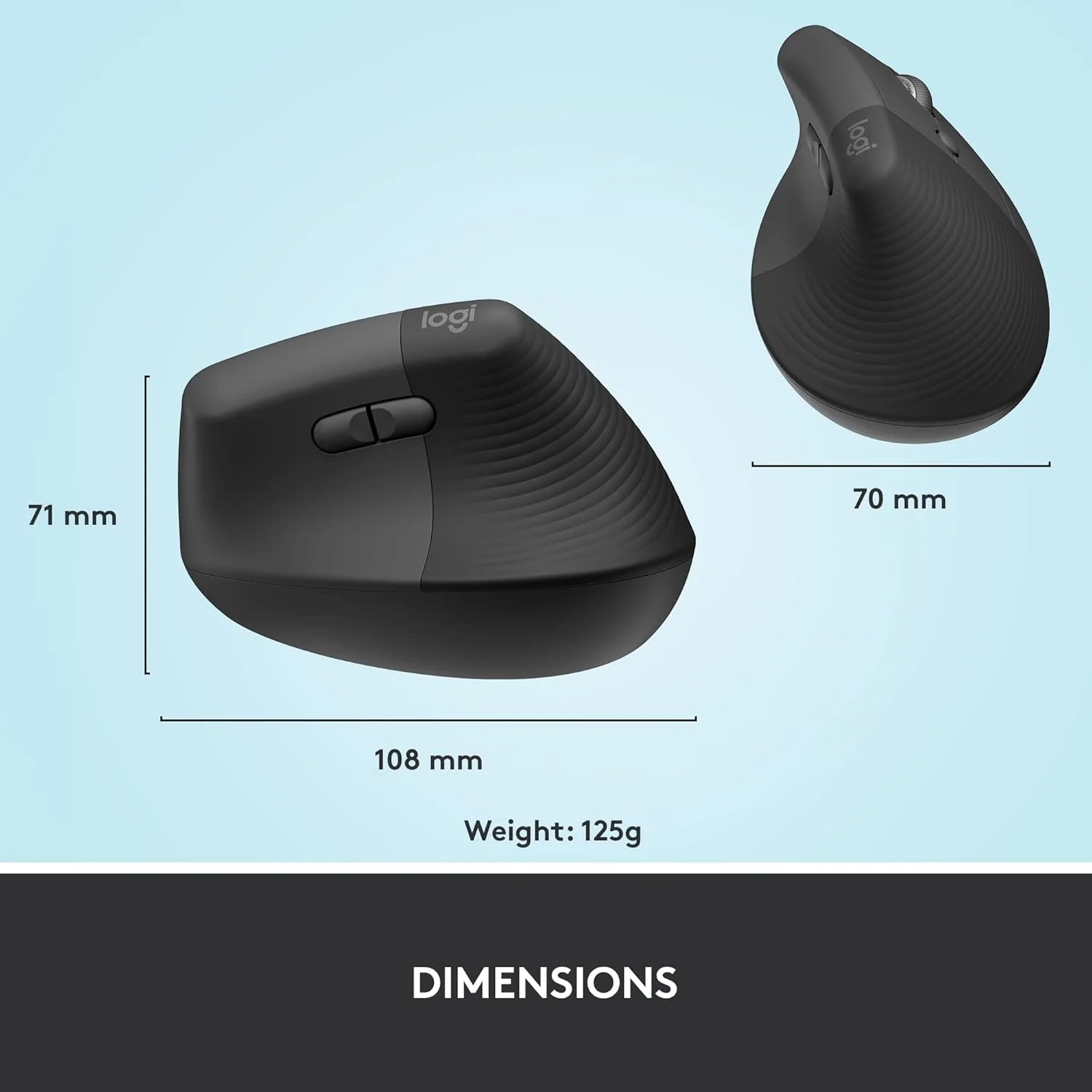 Logitech MX Vertical Wireless Mouse with Free Adobe Subscription, Ergonomic Design Reduces Muscle Strain, Move Content Between 3 Windows and Apple Computers, Rechargeable, Graphite - Image 2
