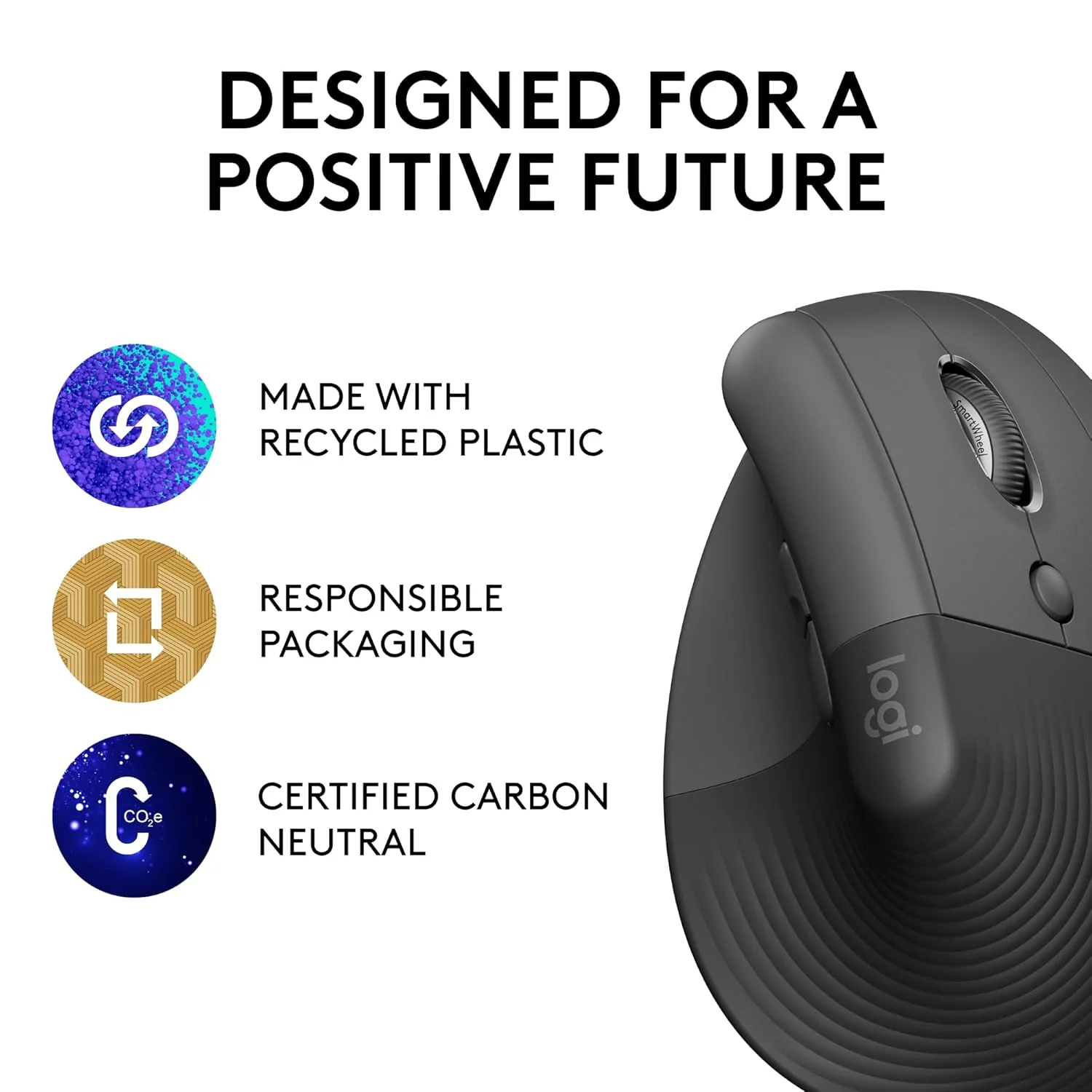Logitech MX Vertical Wireless Mouse with Free Adobe Subscription, Ergonomic Design Reduces Muscle Strain, Move Content Between 3 Windows and Apple Computers, Rechargeable, Graphite - Image 7