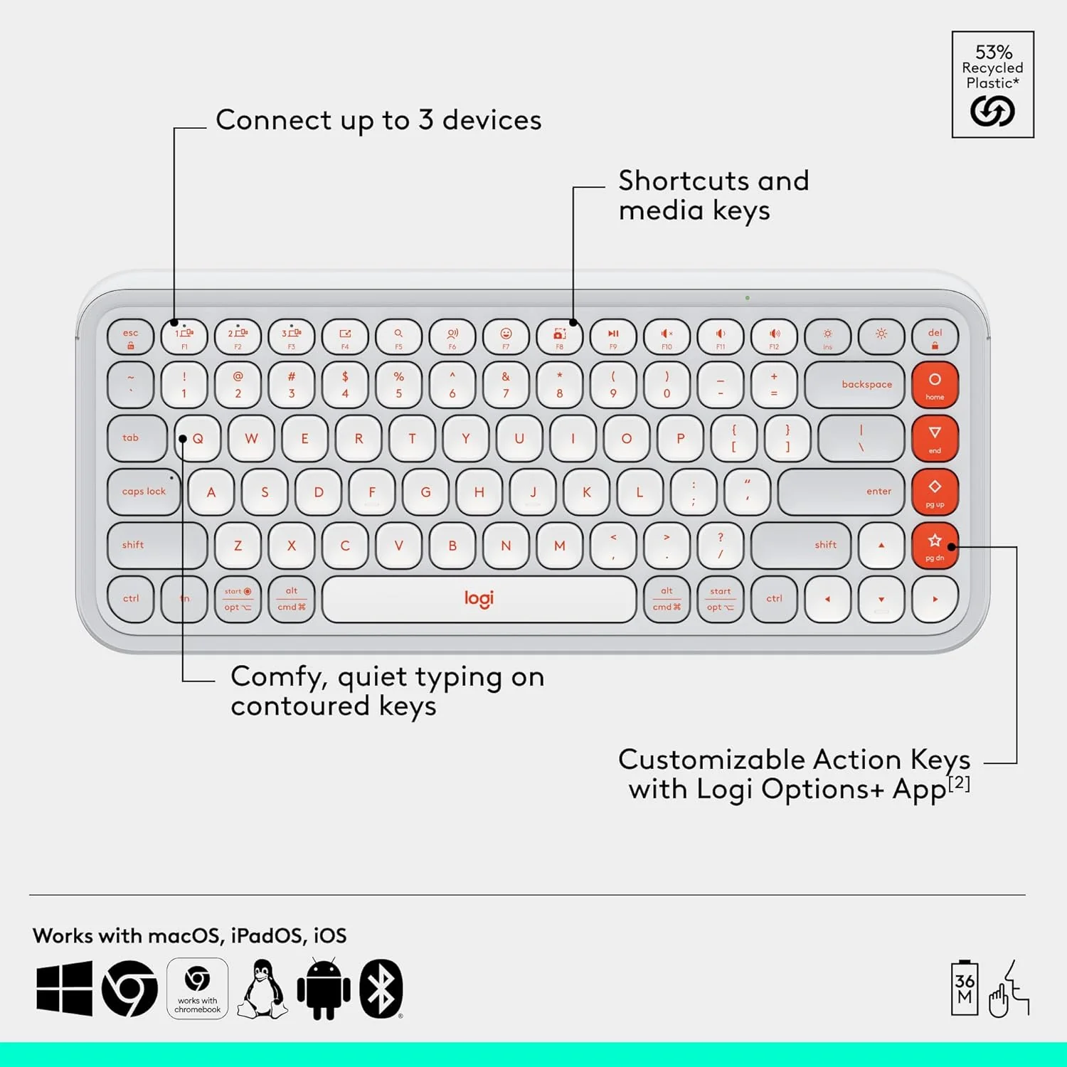 Logitech POP ICON Combo, Bluetooth Keyboard and Mouse Combo, Comfortable Typing, programmable Keys and Buttons, Quiet clicks, Easy-Switch up to 3 Devices - Image 6