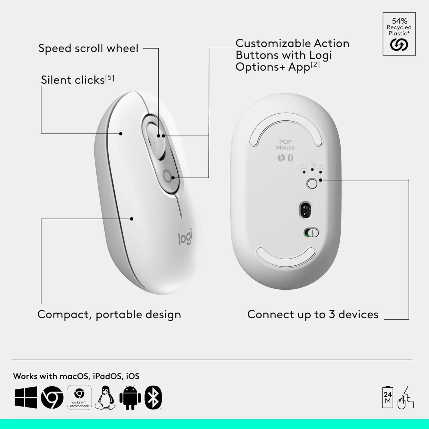 Logitech POP ICON Combo, Bluetooth Keyboard and Mouse Combo, Comfortable Typing, programmable Keys and Buttons, Quiet clicks, Easy-Switch up to 3 Devices - Image 7