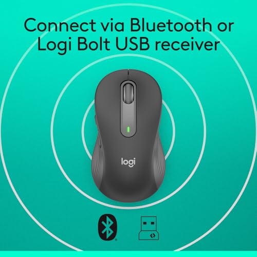 Logitech Signature M650L Wireless Mouse, 2-Year Battery, Silent Clicks, Customisable Side Buttons, Bluetooth - Graphite - Image 6