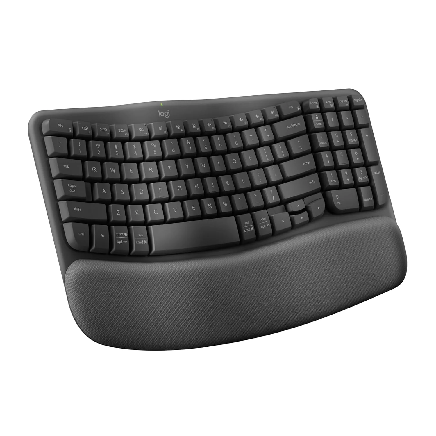 Logitech Wave Keys Wireless Ergonomic Keyboard with Cushioned Palm Rest (Without Receiver & Stand)