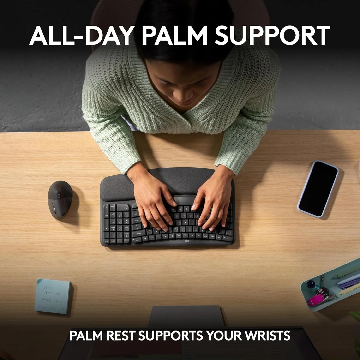 Logitech Wave Keys Wireless Ergonomic Keyboard with Cushioned Palm Rest (Without Receiver & Stand) - Image 10