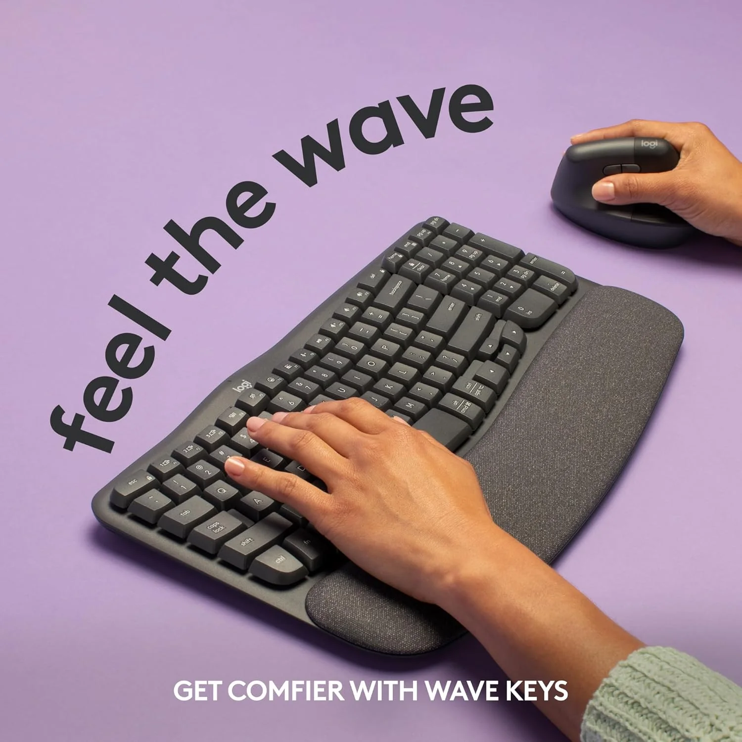 Logitech Wave Keys Wireless Ergonomic Keyboard with Cushioned Palm Rest (Without Receiver & Stand) - Image 8