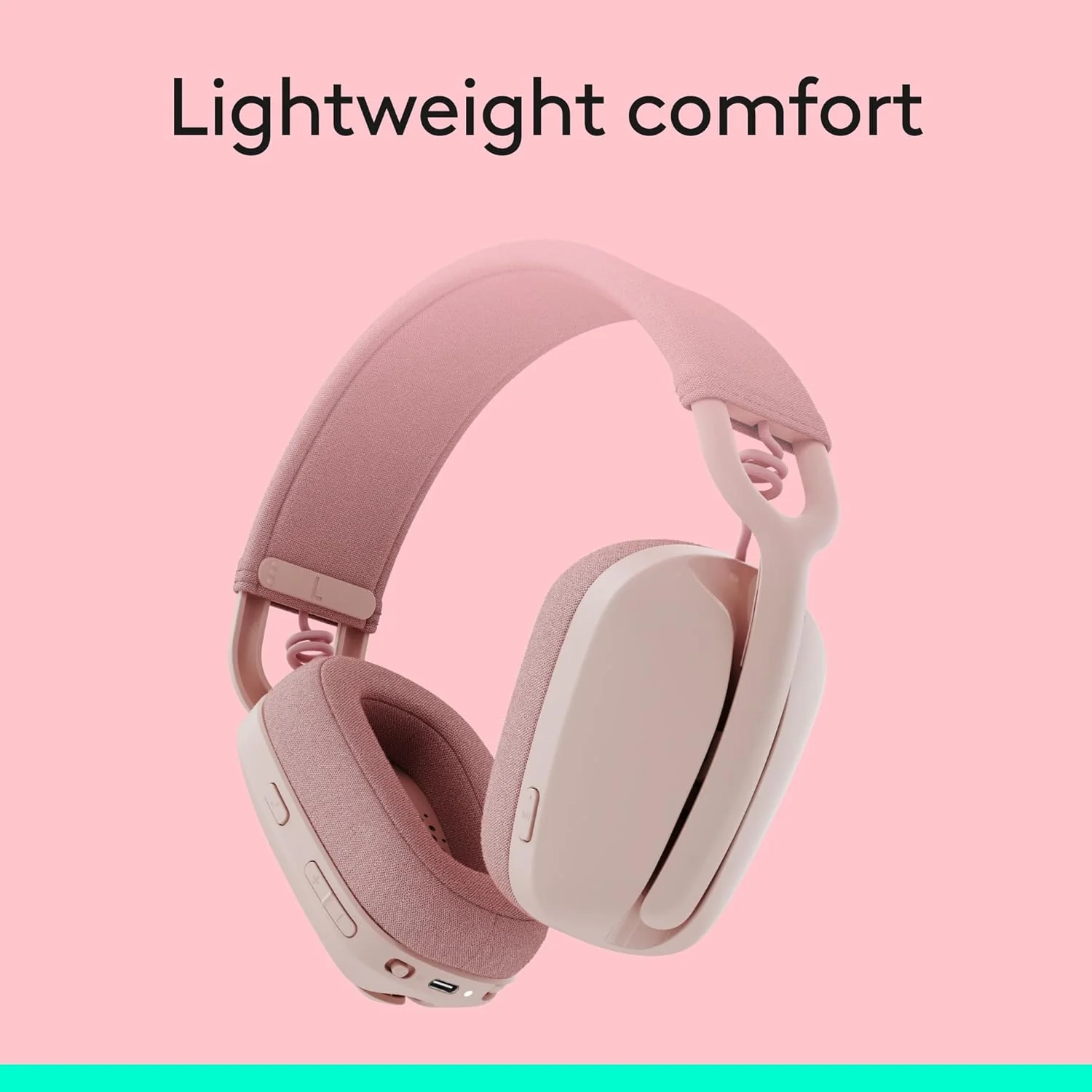 Logitech Zone Vibe 100 Lightweight Wireless Over-Ear Headphones with Noise-Cancelling Microphone, Advanced Multipoint Bluetooth Headset, Works with Teams, Google Meet, Zoom, Mac/PC - Rose - Image 7