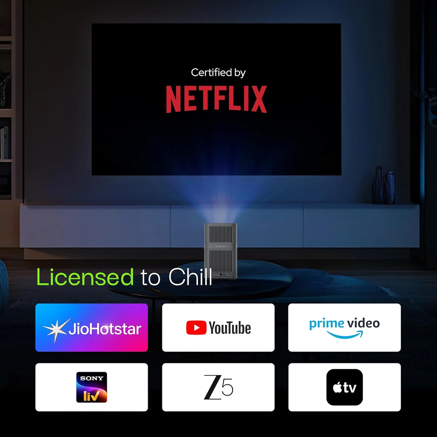 Lumio Arc 5 Projector | Official Google TV & Netflix | 1080p Full HD | 4K Downscaling via HDMI | 200 ANSI Lumens | 100" Screen | Auto Keystone, Obstacle Avoidance | Dolby Audio | Bluetooth Speaker - Image 4