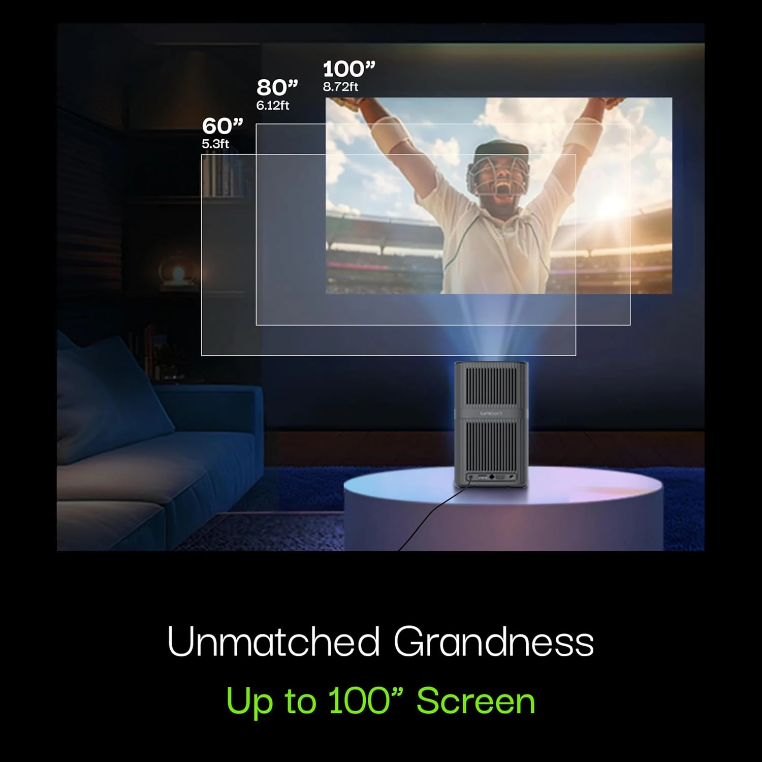 Lumio Arc 5 Projector | Official Google TV & Netflix | 1080p Full HD | 4K Downscaling via HDMI | 200 ANSI Lumens | 100" Screen | Auto Keystone, Obstacle Avoidance | Dolby Audio | Bluetooth Speaker - Image 6