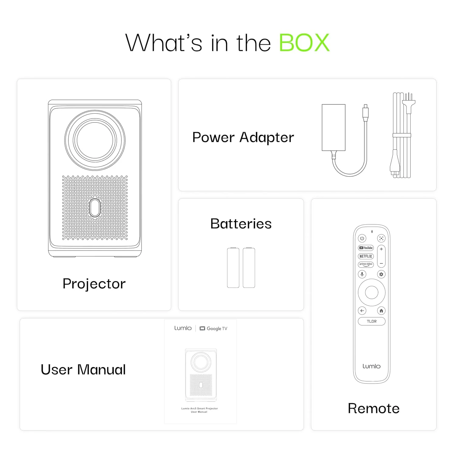 Lumio Arc 5 Projector | Official Google TV & Netflix | 1080p Full HD | 4K Downscaling via HDMI | 200 ANSI Lumens | 100" Screen | Auto Keystone, Obstacle Avoidance | Dolby Audio | Bluetooth Speaker - Image 9