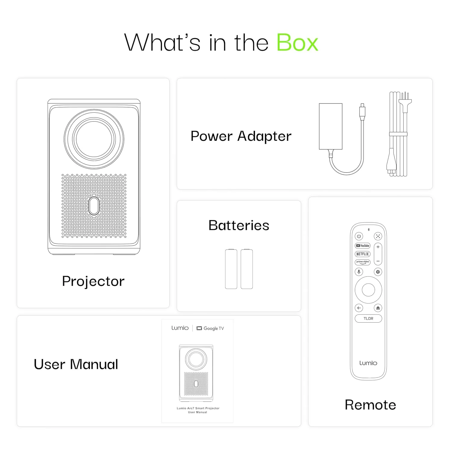 Lumio Arc 7 Projector | Official Google TV & Netflix | 1080p Full HD | 4K Downscaling via HDMI | 400 ANSI Lumens | 100" Screen | Auto Keystone, Obstacle Avoidance | Dolby Audio | 16W Bluetooth Speaker - Image 9