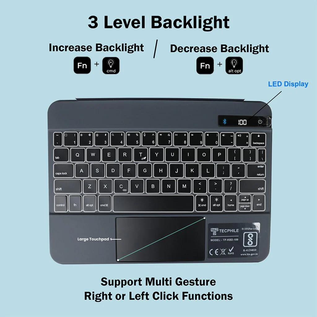 Magic Style Keyboard Case for iPad 10th Gen 10.9 inch 2022, New iPad 11th Gen (A16,2025) with 3 Level Brightness Backlit, All Gesture Touchpad, Floating Cantilever Design, LED Display, Magnetic Cover (White) - Image 2