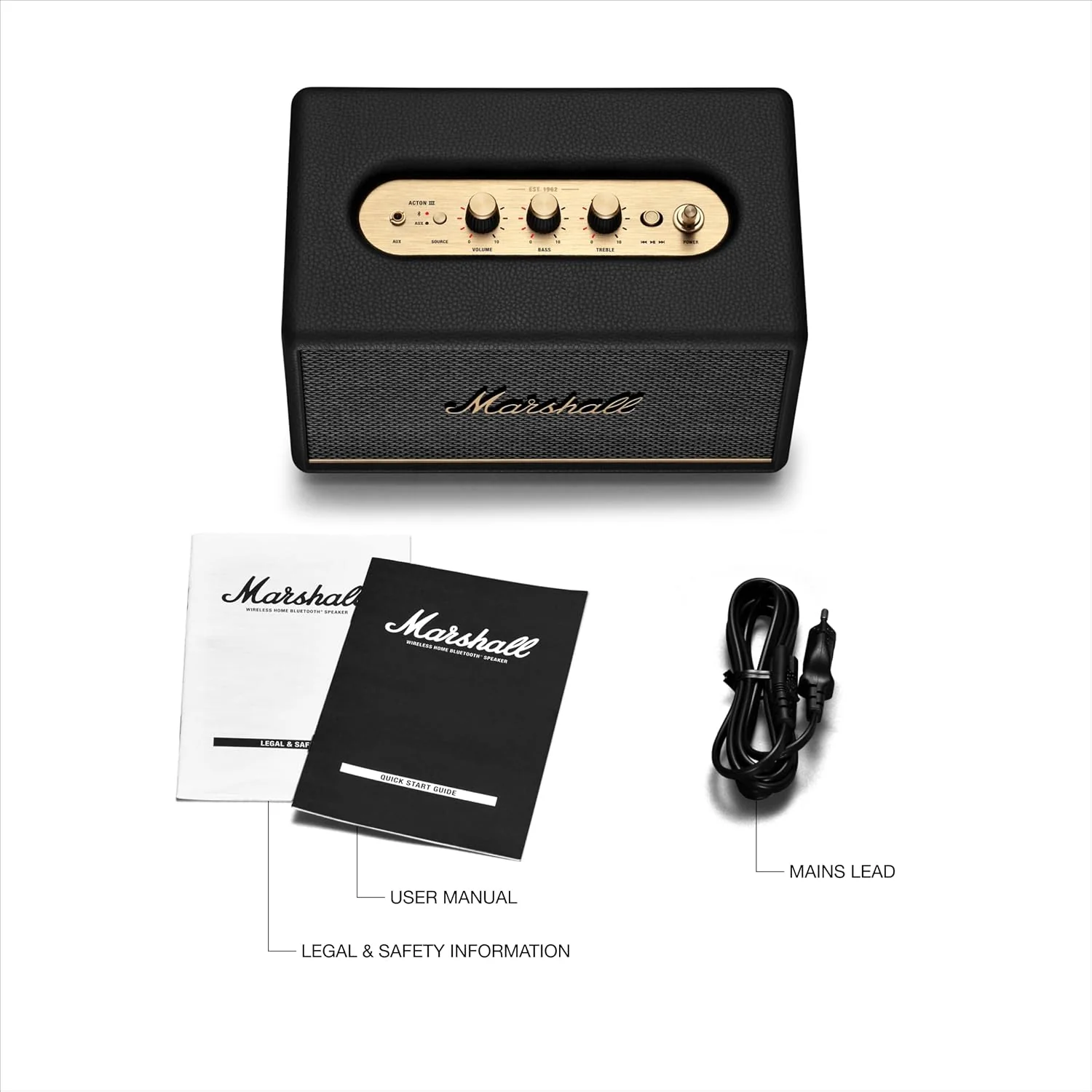 Marshall Acton III Wired Connectivity Stereo Home Speakers with Bluetooth 5.2 & RCA or 3.5mm Input – Black - Image 9